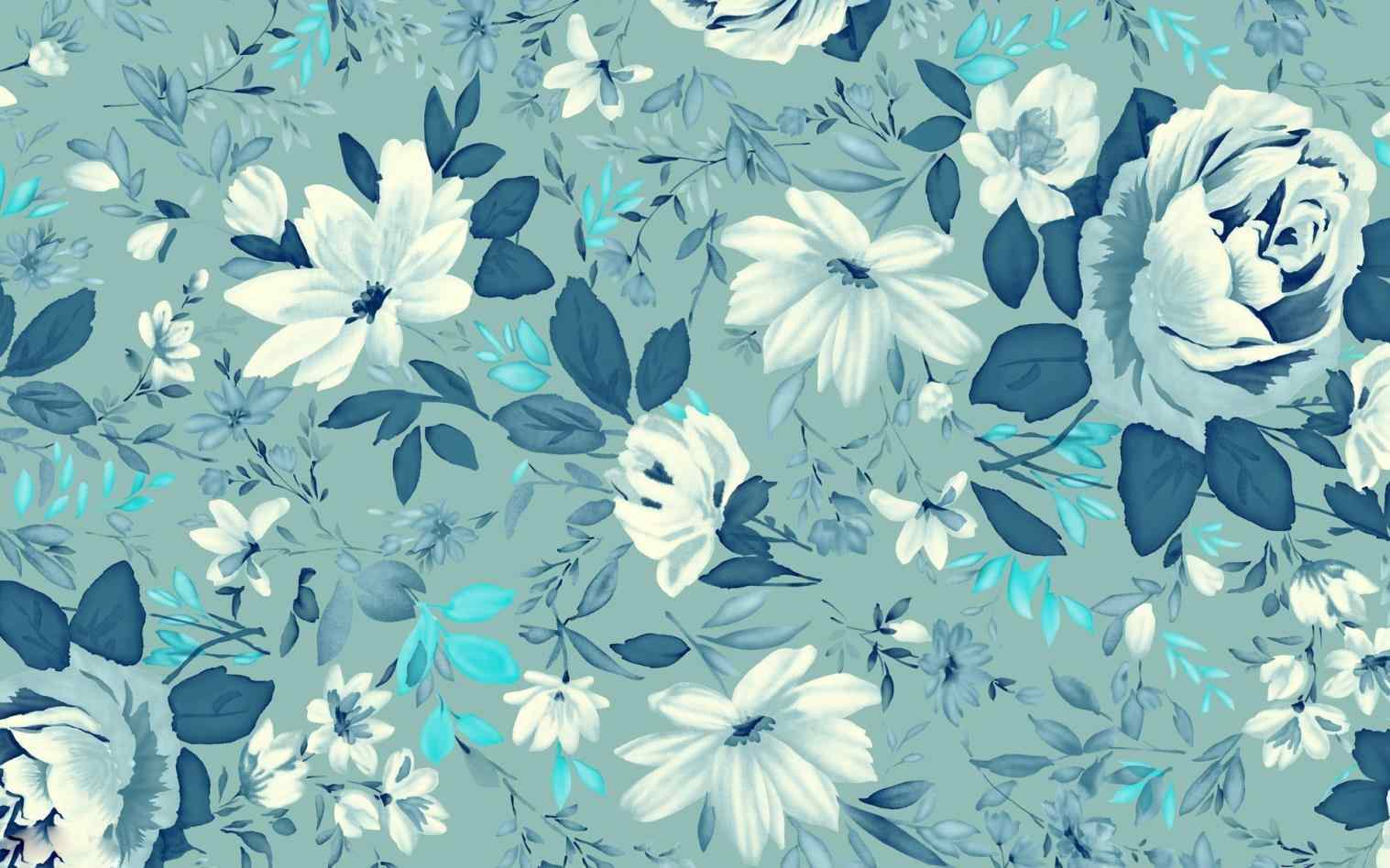 Blue Flower Aesthetic Desktop Wallpaper