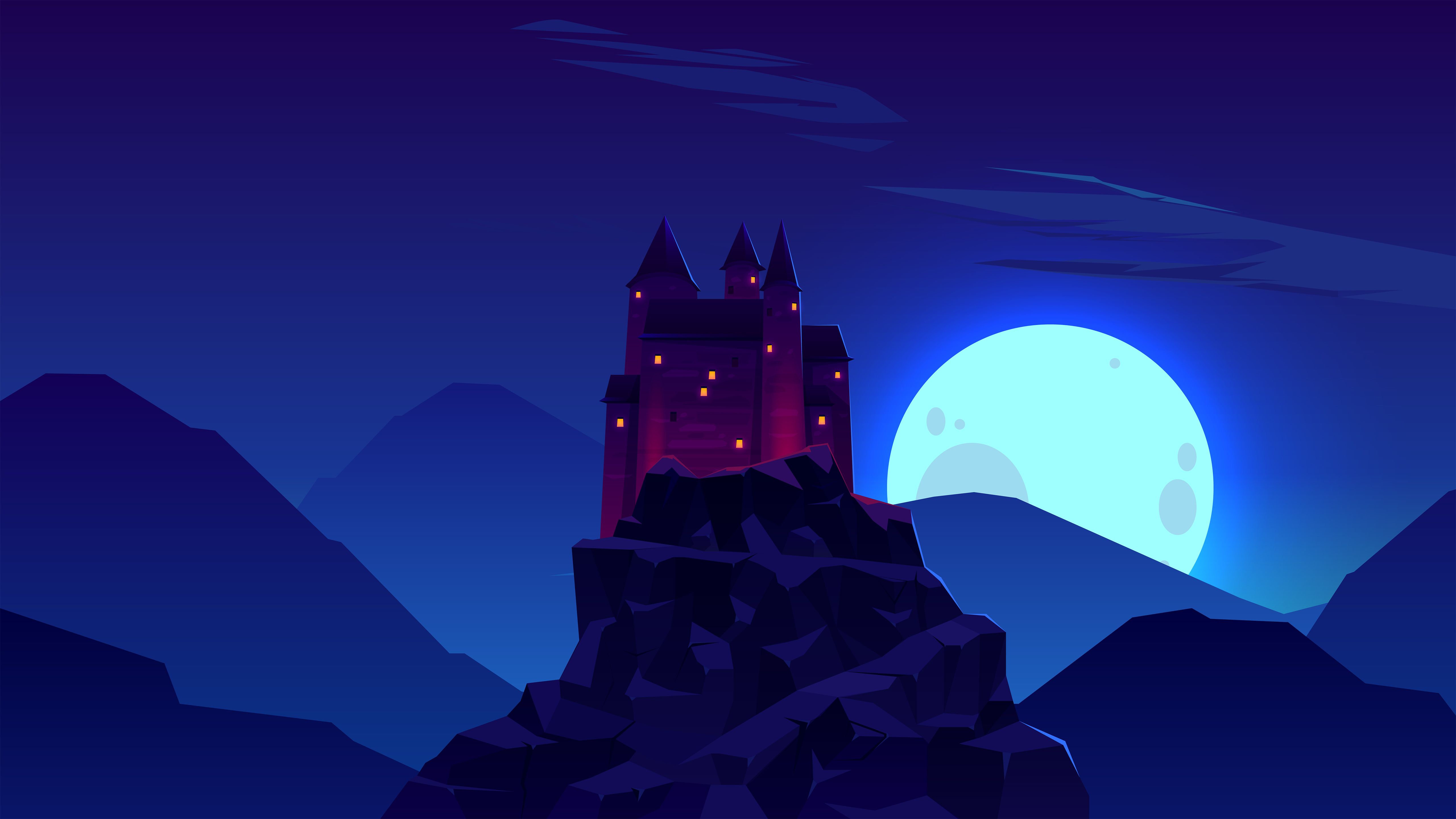 Castle Rock Night Minimal 4k, HD Artist, 4k Wallpaper, Image, Background, Photo and Picture
