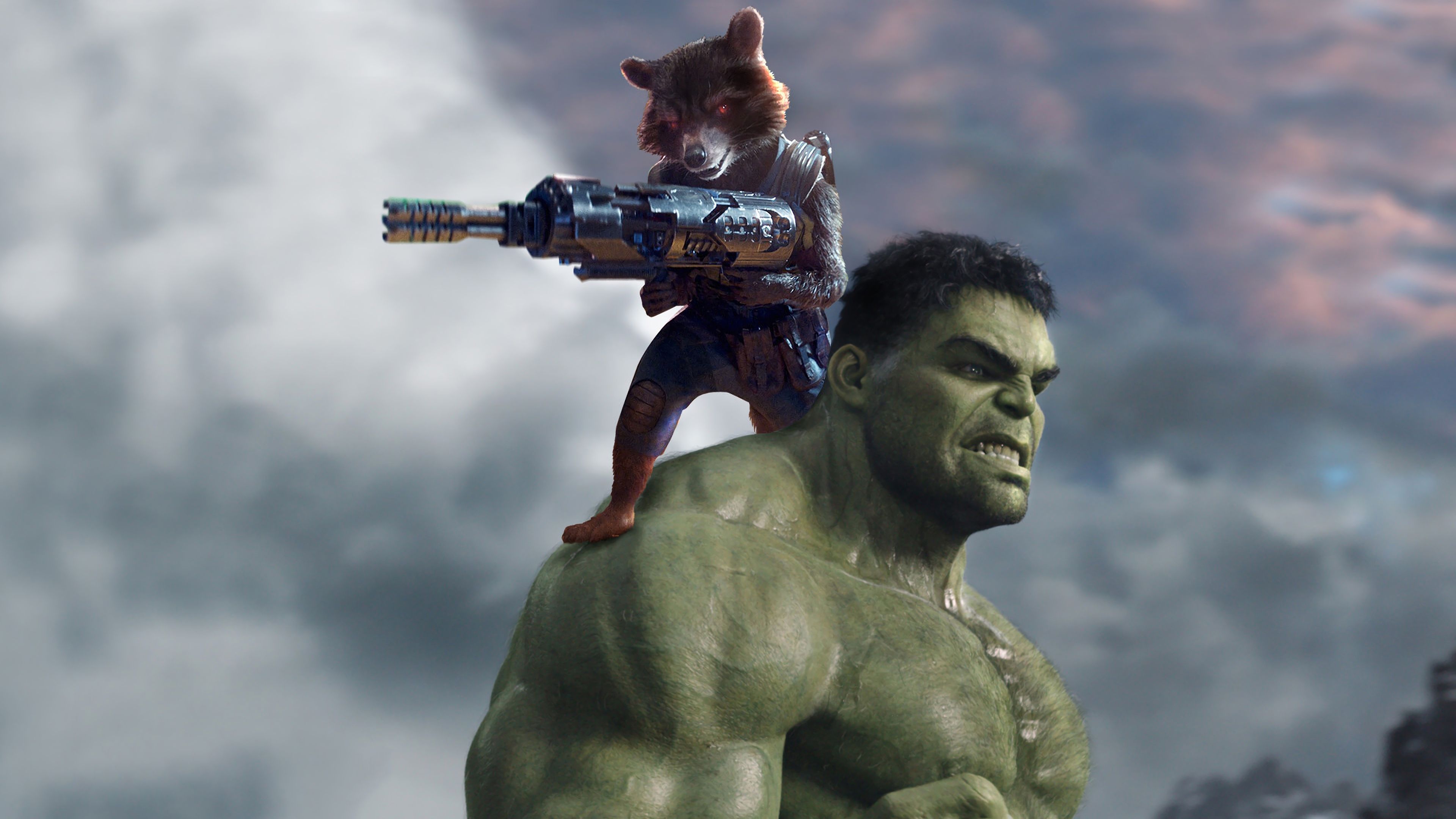 Hulk and Rocket Raccoon Avengers: Infinity War 4K