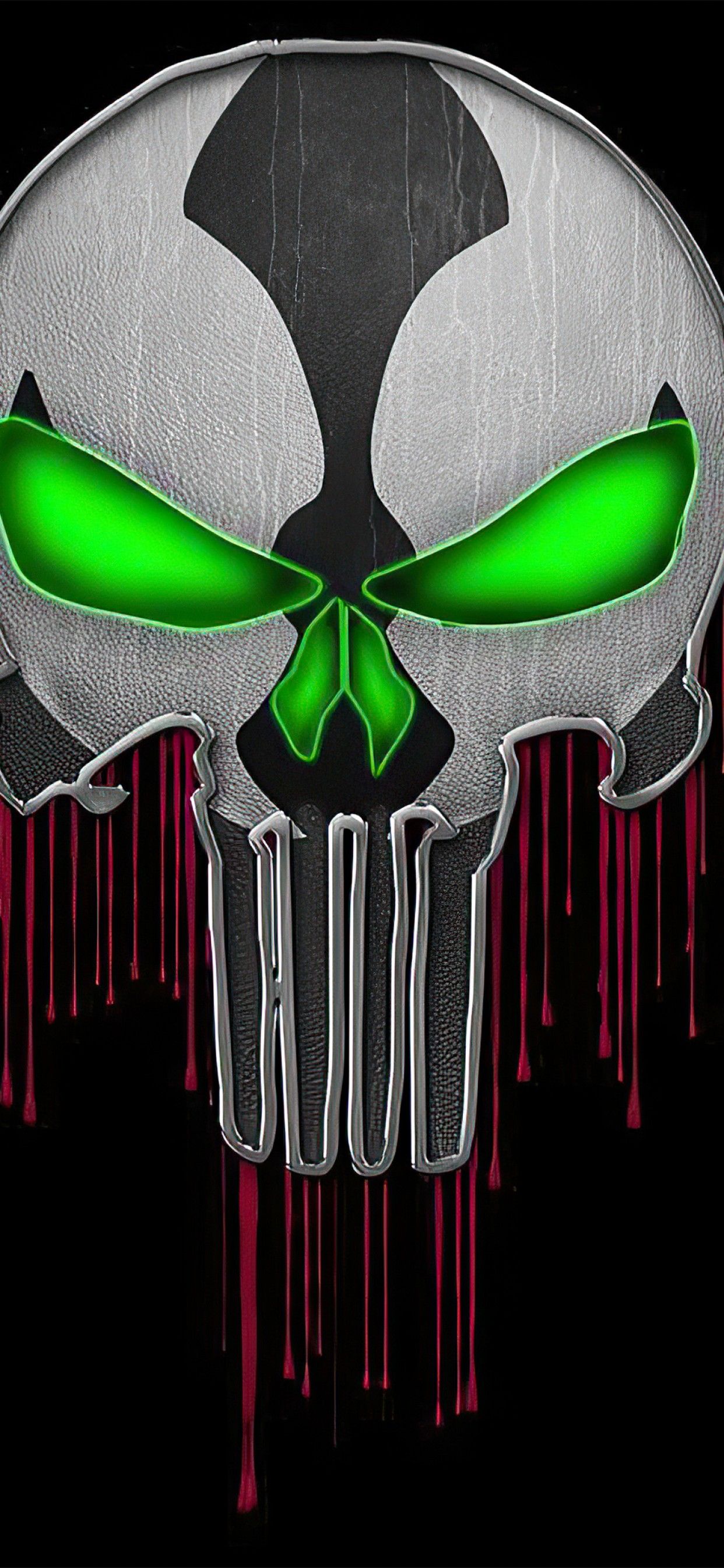 Spawn 4K Wallpaper, Skull, Punisher, Black background, Graphics CGI