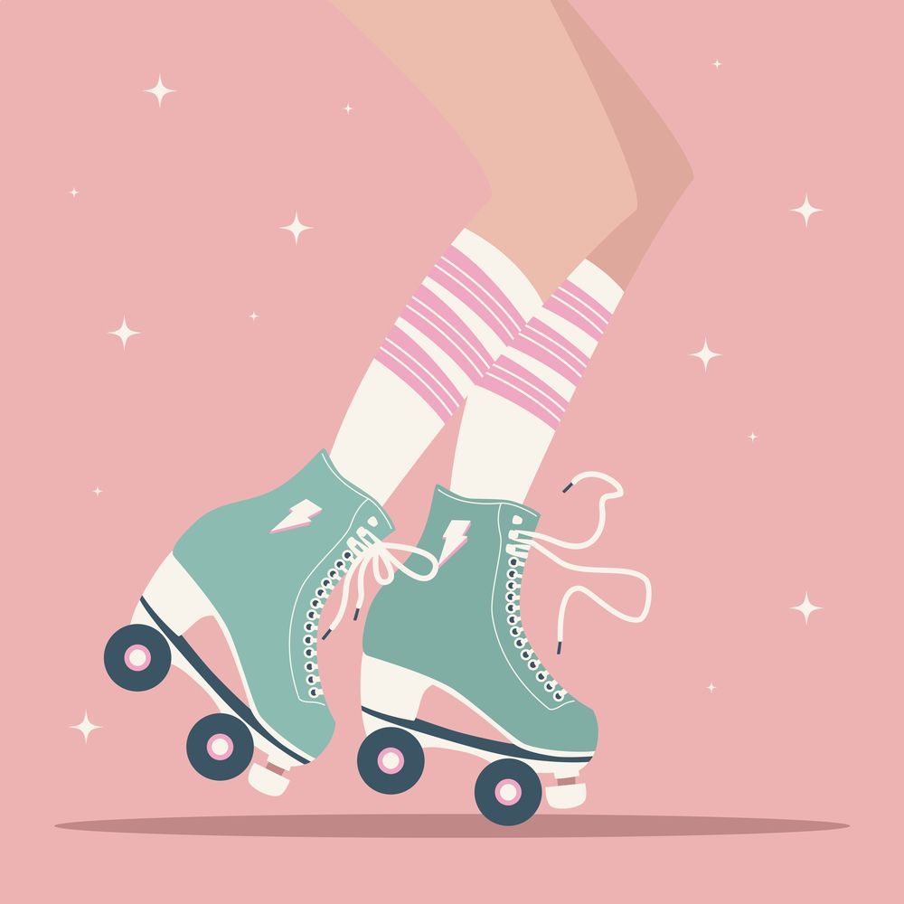 Roller Skate Girl 001 Art Print By BlueLela Small. Girls Roller Skates, Retro Roller Skates, Roller Skaters