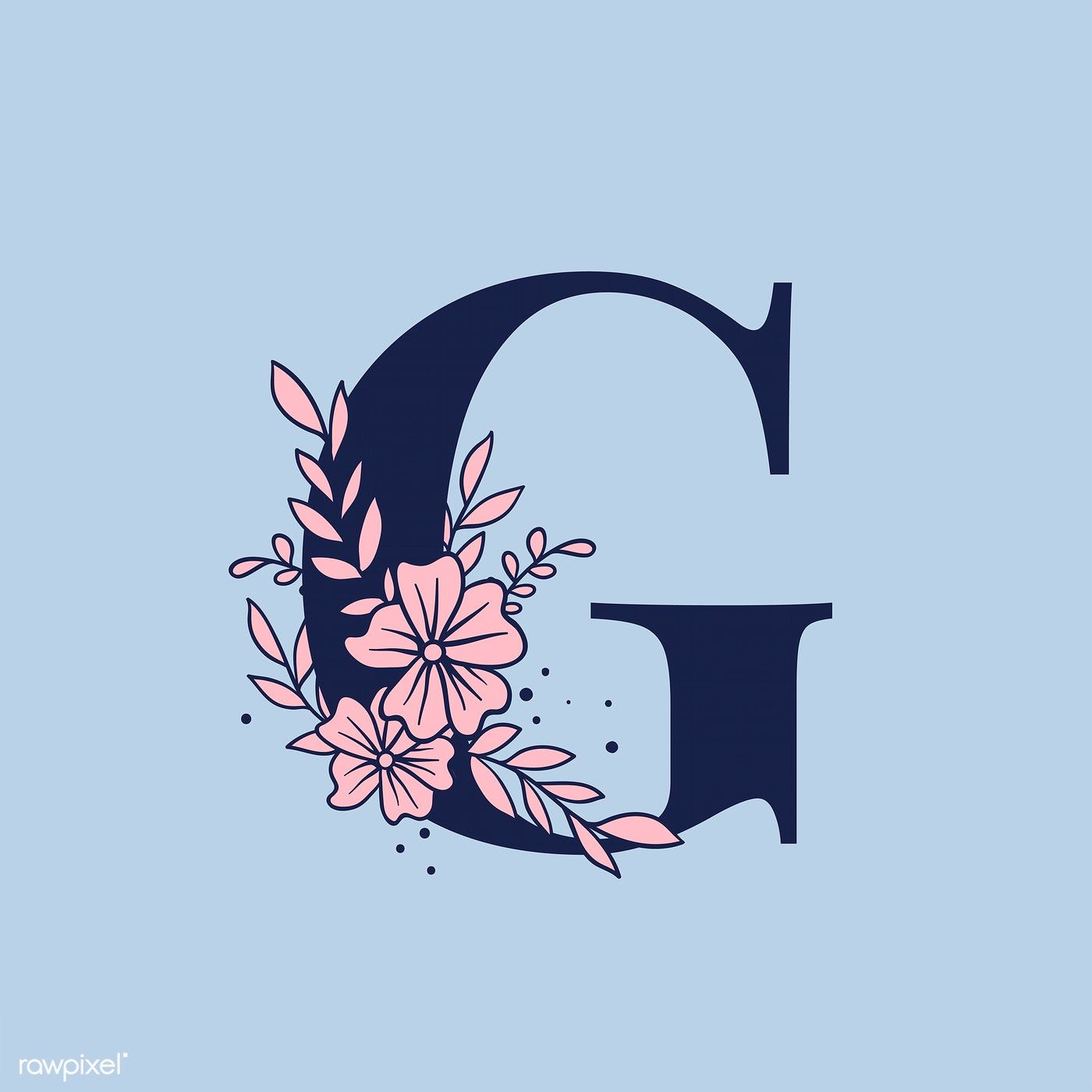 Botanical capital letter G vector. free image / Tvzsu. Alphabet wallpaper, Letter g, Floral letters