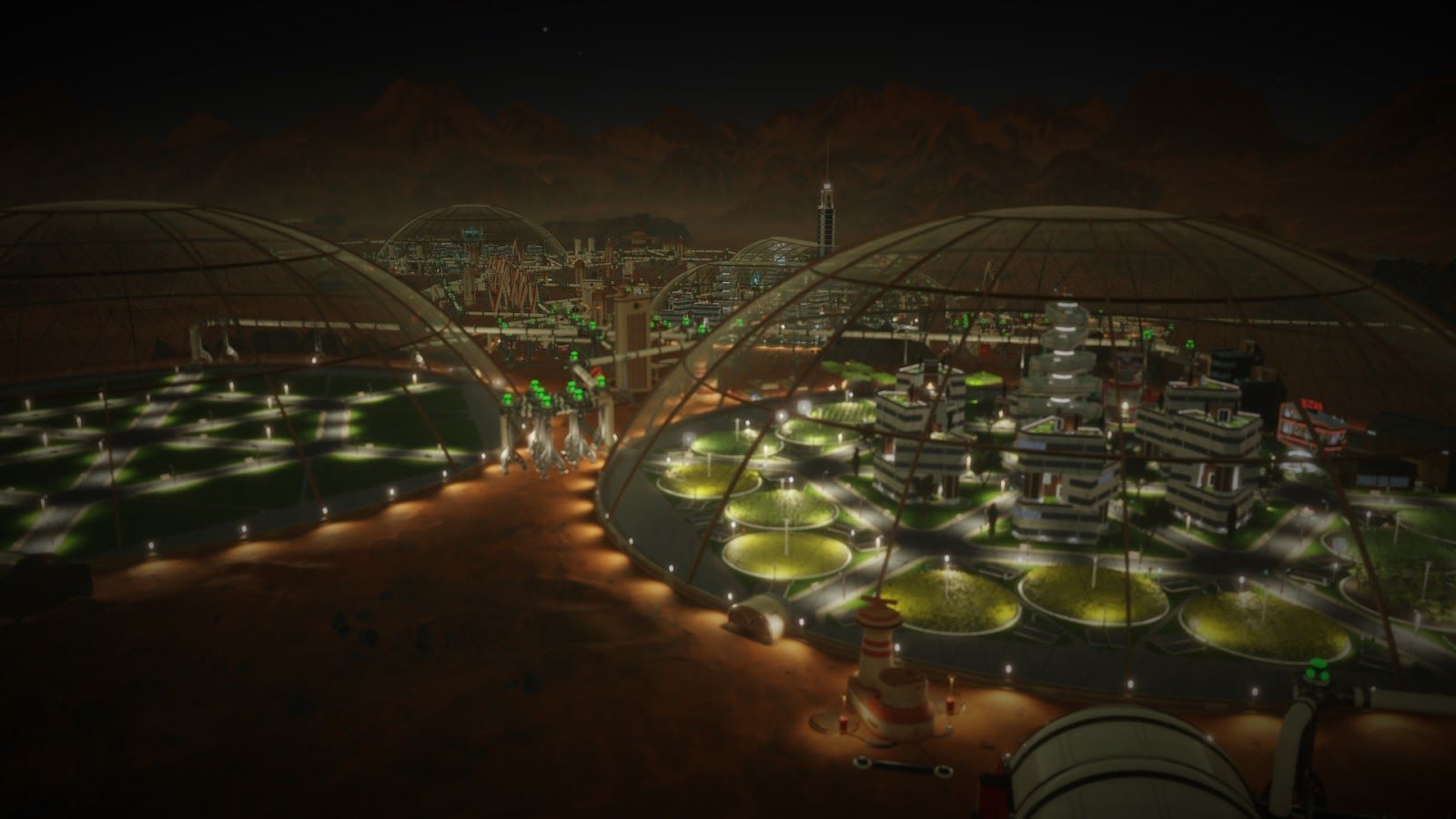 Domed human colony on Mars from Surviving Mars game. Space colony concept, Mars, Space colony