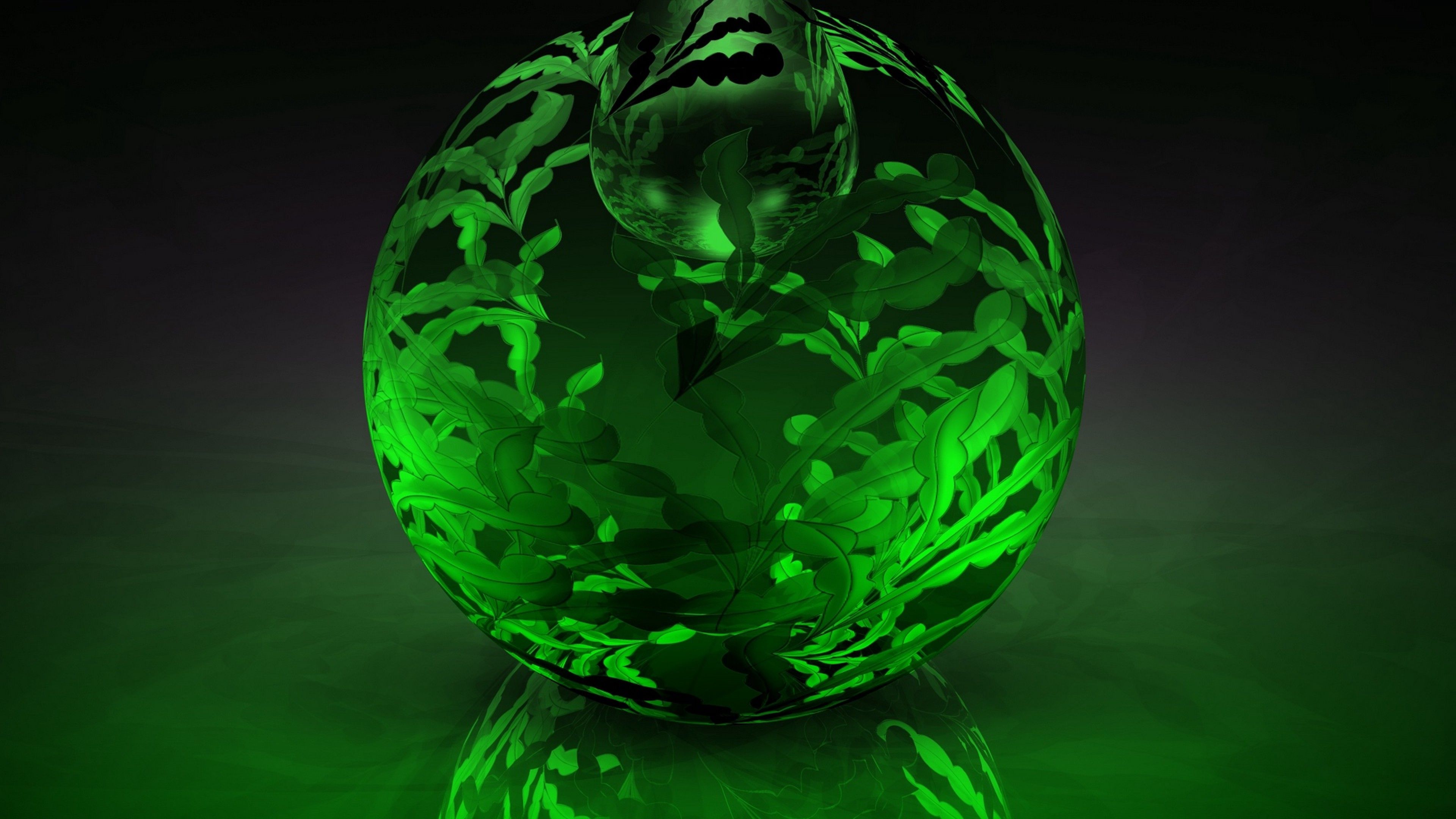 Green glass ball HD Wallpaper 4K Ultra HD