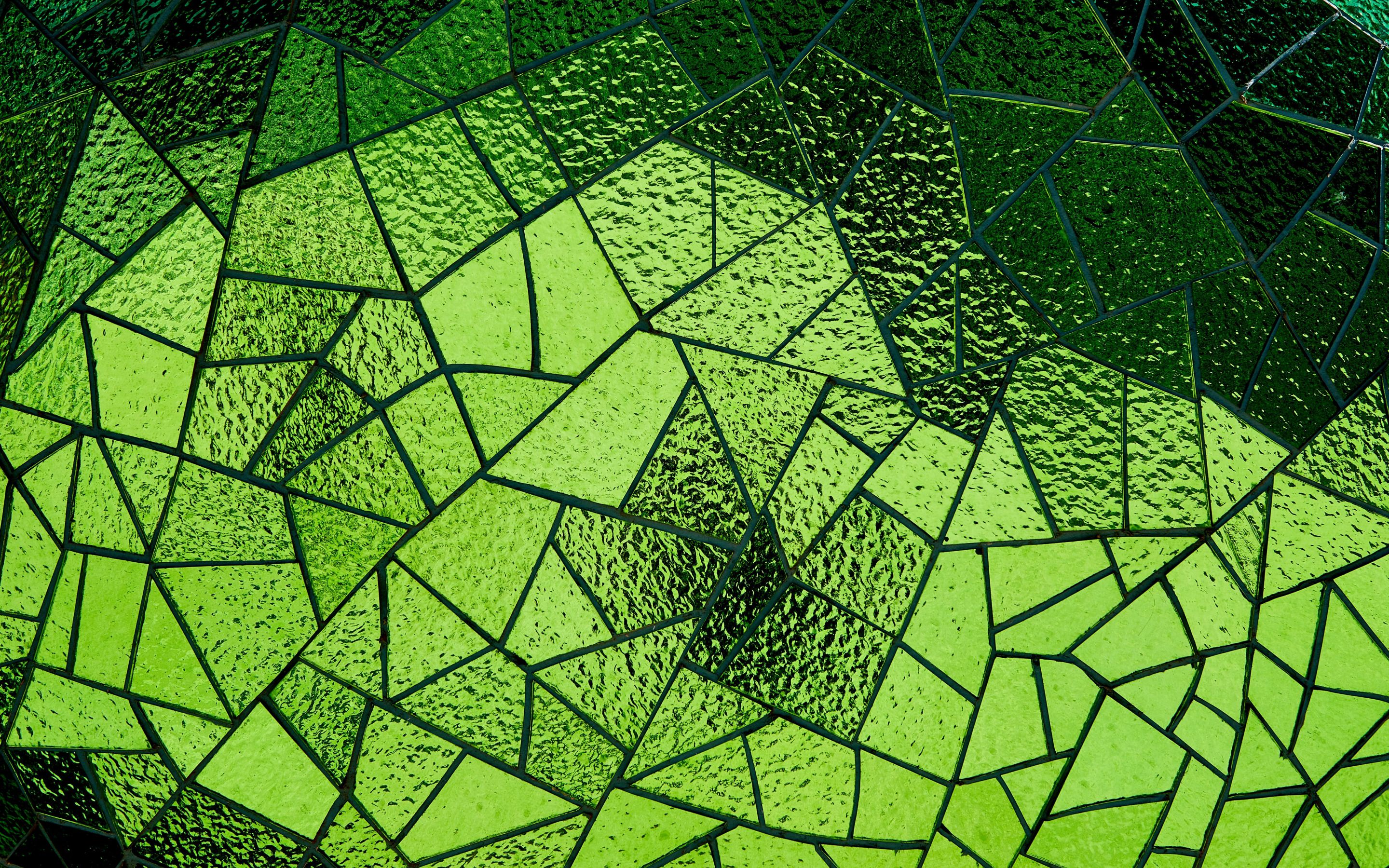 Download wallpaper green glass mosaic, green mosaic texture, glass texture, green glass background, mosaic background for desktop with resolution 2880x1800. High Quality HD picture wallpaper
