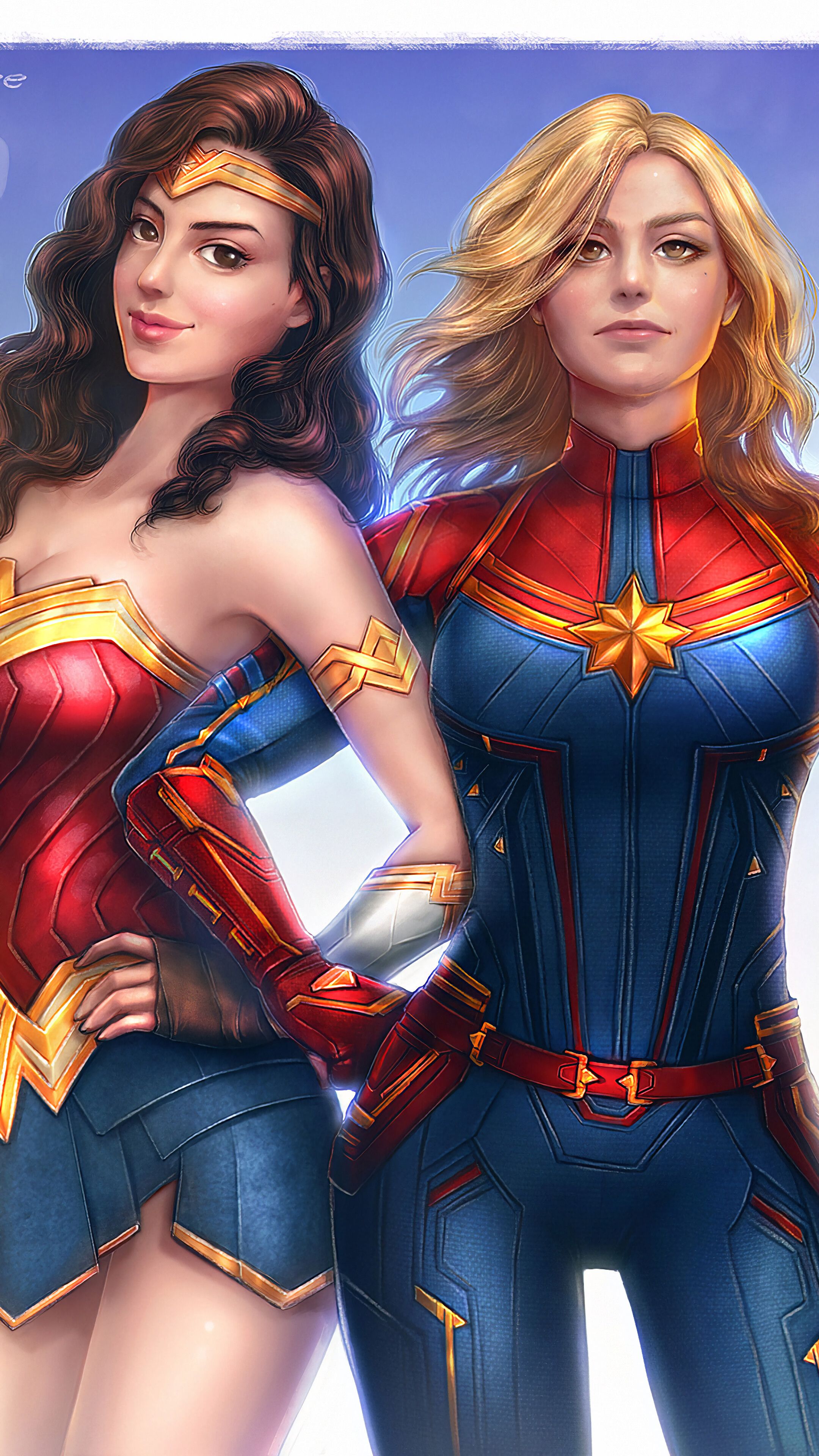 Captain Marvel, Wonder Woman, 4K phone HD Wallpaper, Image, Background, Photo and Picture HD Wallpaper