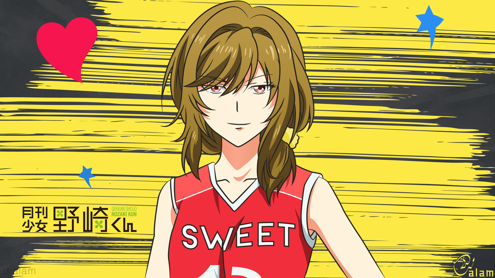 Wallpaper, illustration, anime, cartoon, Gekkan Shoujo Nozaki kun, Yuzuki Seo, mangaka, comic book 1600x900