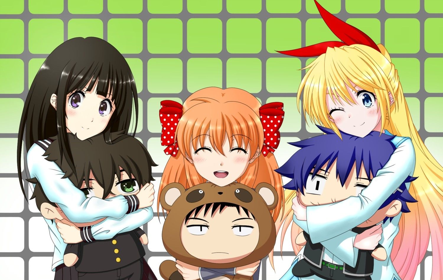 Wallpaper, illustration, anime girls, artwork, cartoon, Gekkan Shoujo Nozaki kun, Sakura Chiyo, Nisekoi, Kirisaki Chitoge, Hyouka, Chitanda Eru, mangaka 1500x947