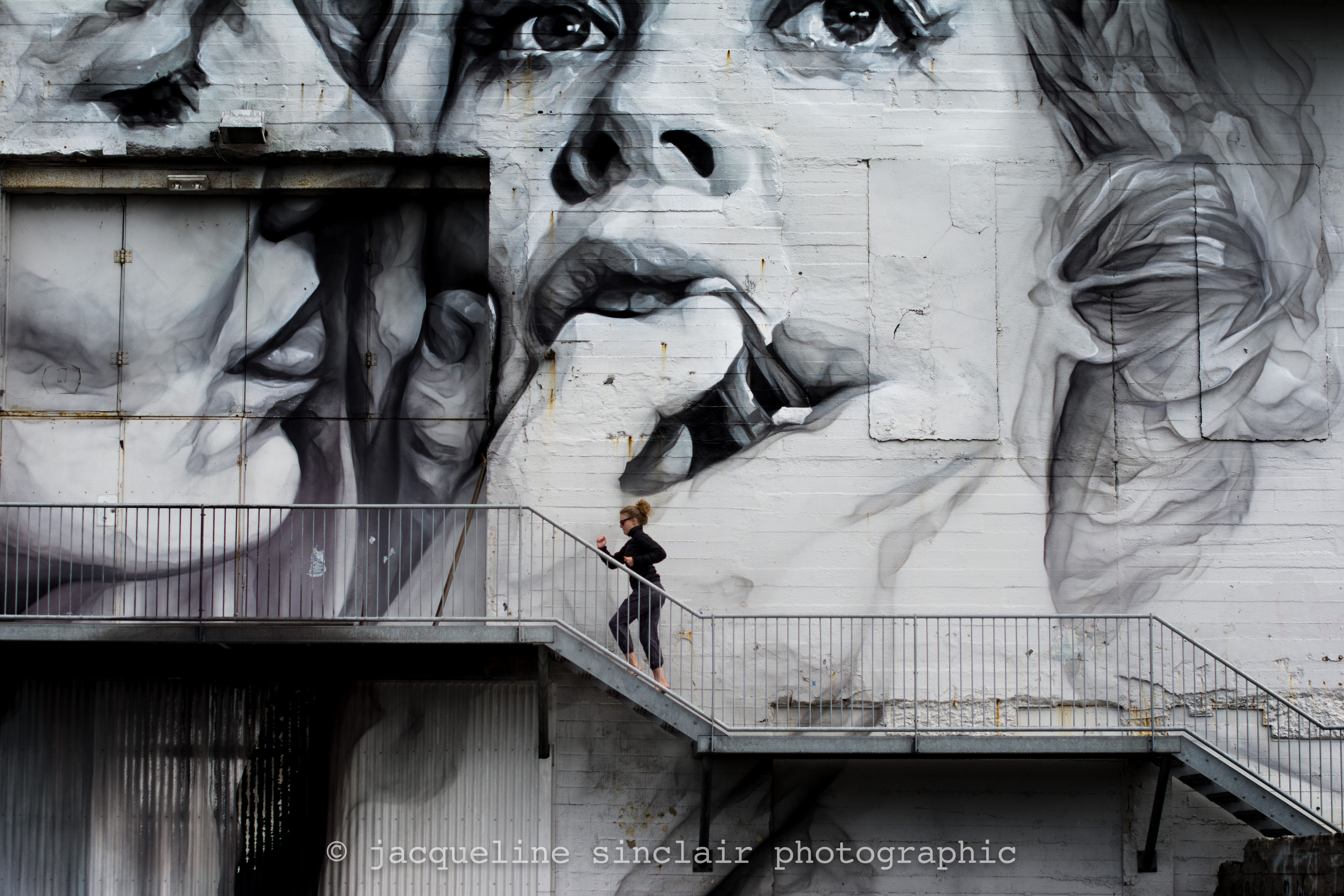 Wallpaper, painting, women, portrait, building, wall, artwork, Iceland, street art, mural, railing, Reykjavik, ART, woman, artists, paint, artist, display, portraits, black and white, visual arts 5845x3897