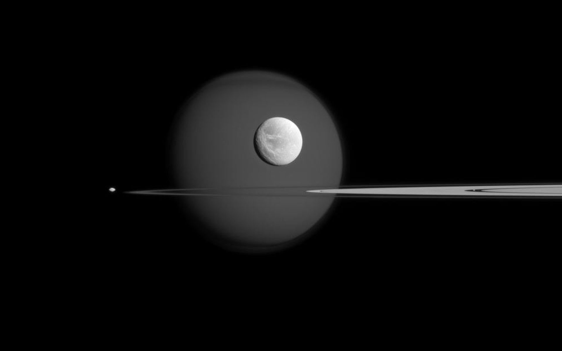 space, NASA, Titan (moon), Pandora (moon), Dione (moon), Pan (moon), Planetary Rings, Saturn Wallpaper HD / Desktop and Mobile Background