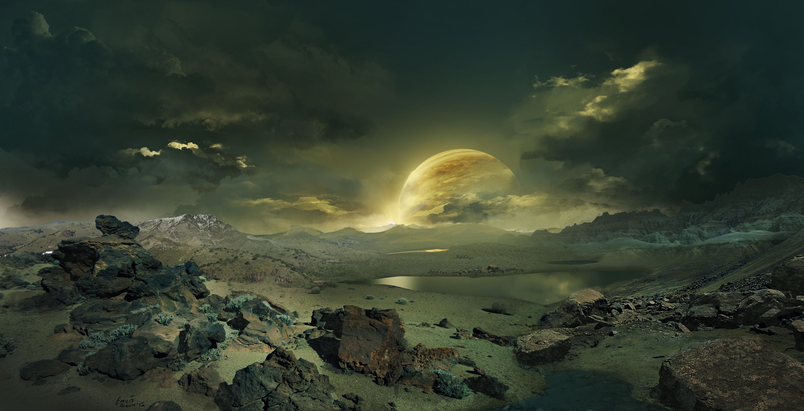 Wallpaper, space, planet, Titan moon 3096x1584