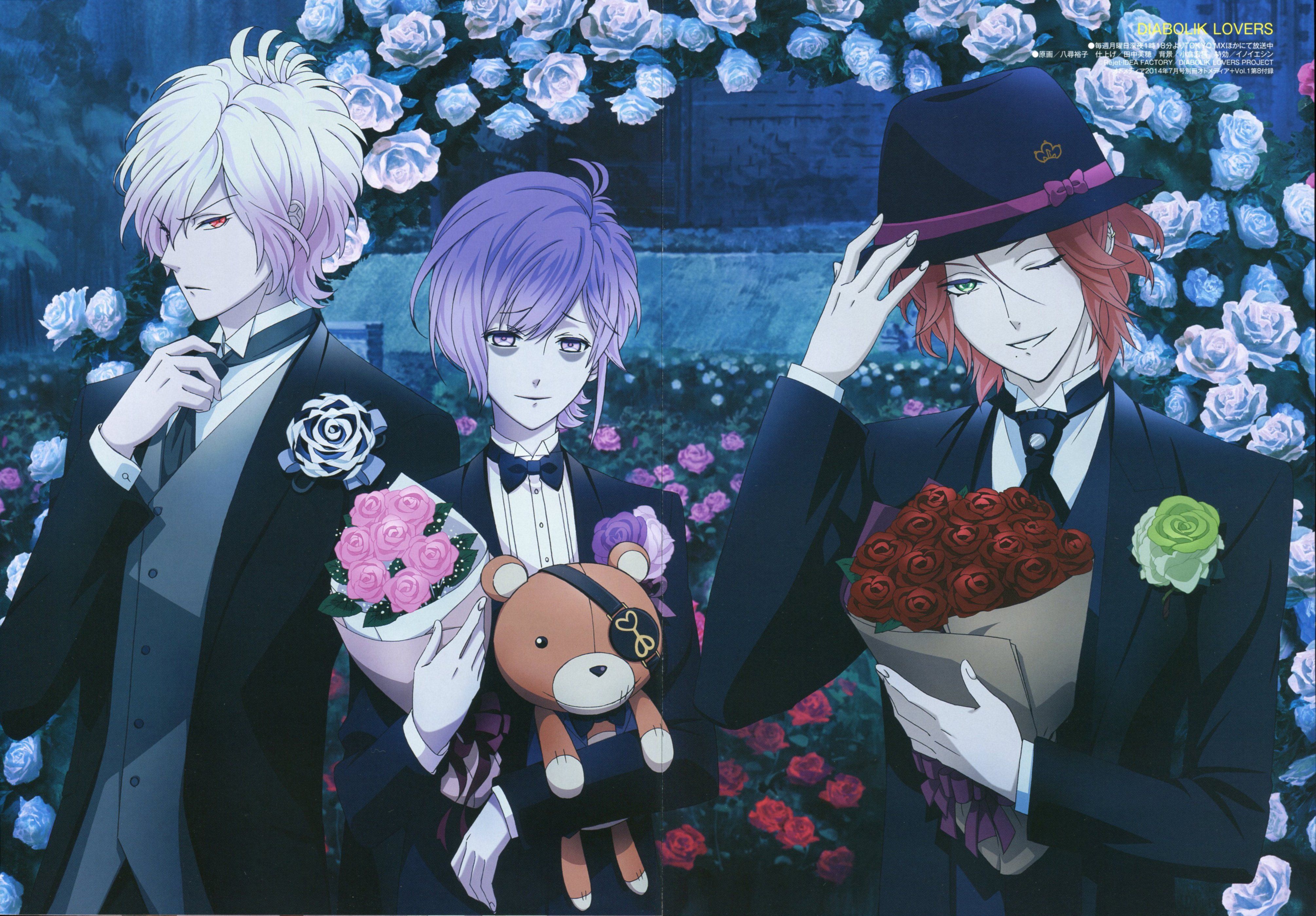 anime, Series, Rose, Flower, Diabolik, Lovers, Sakamaki, Kanato, Sakamaki, Raito, Sakamaki, Subaru, Screening Wallpaper HD / Desktop and Mobile Background