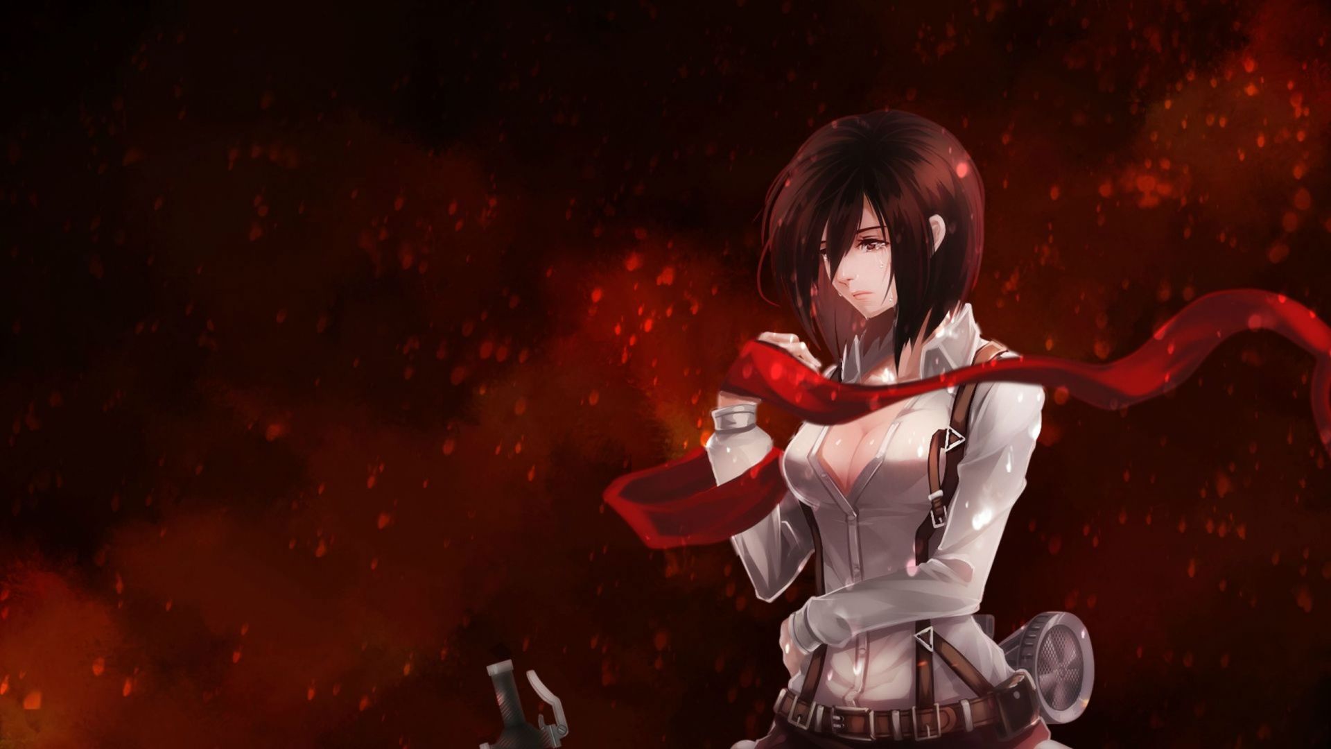 Desktop Wallpaper Hot Anime Girl, Crying, Mikasa Ackerman, Attack On Titan, HD Image, Picture, Background, 77c551