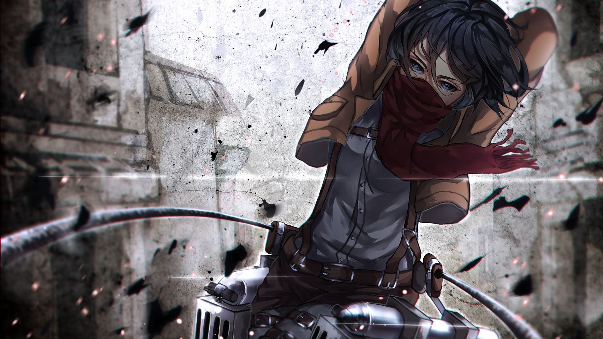 Desktop Wallpaper Mikasa Ackerman, Mask, Attack On Titan, Anime Girl, HD Image, Picture, Background, Be3395