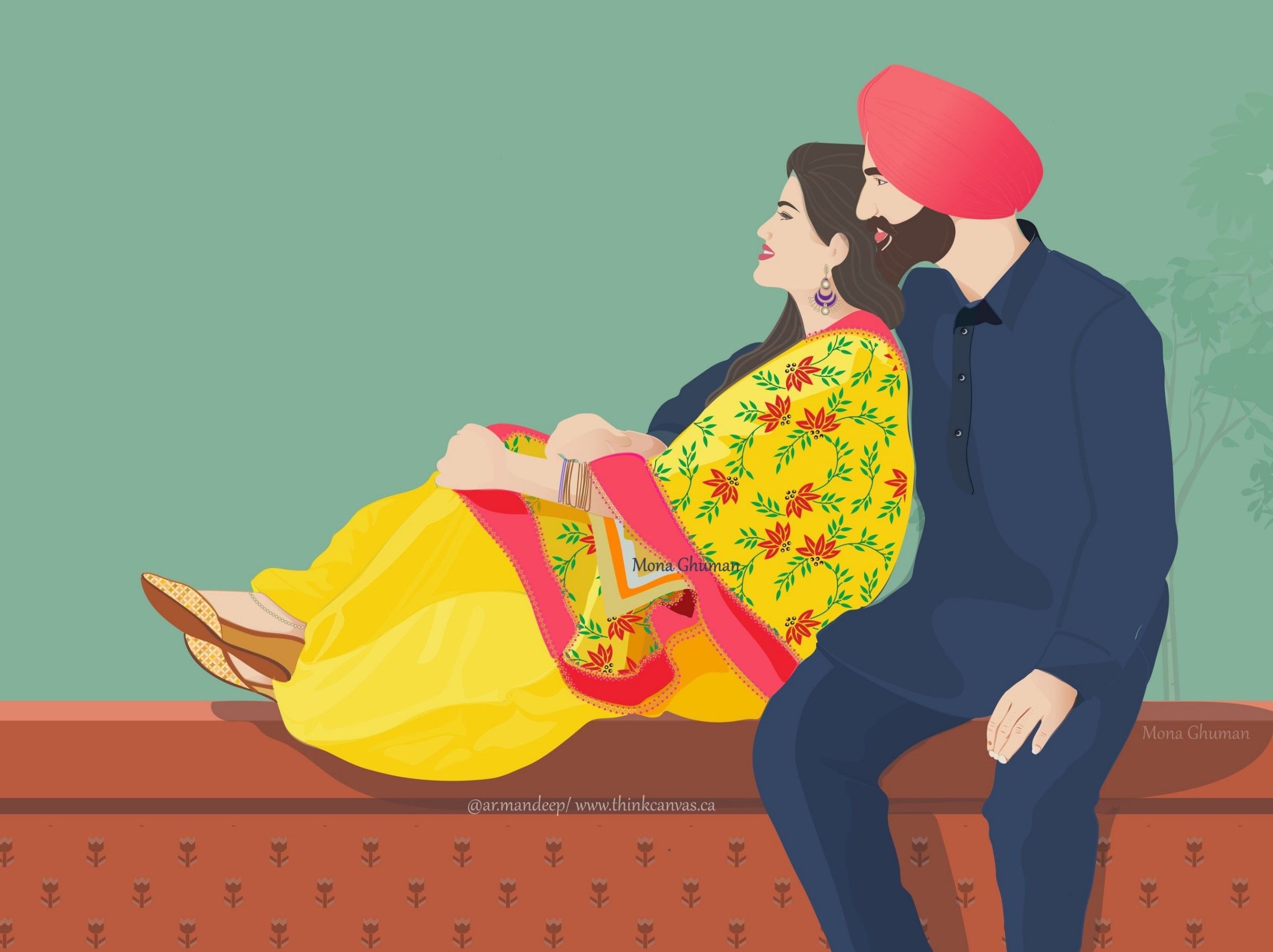 Couple Illustration. Couple illustration, Cute couple art, Punjabi couple