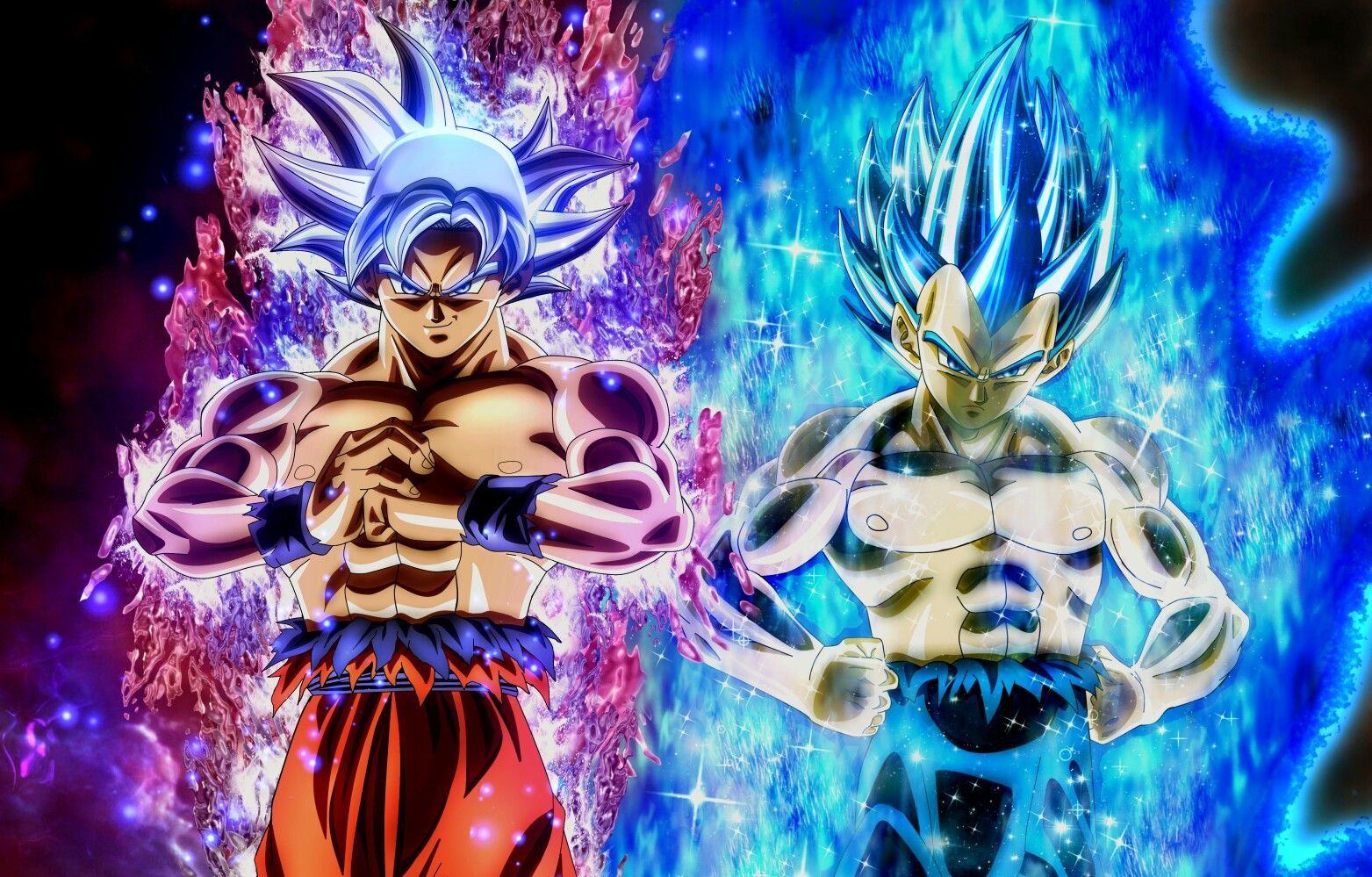Goku Ultra Instinct And Vegeta Blue Evolution Wallpaper