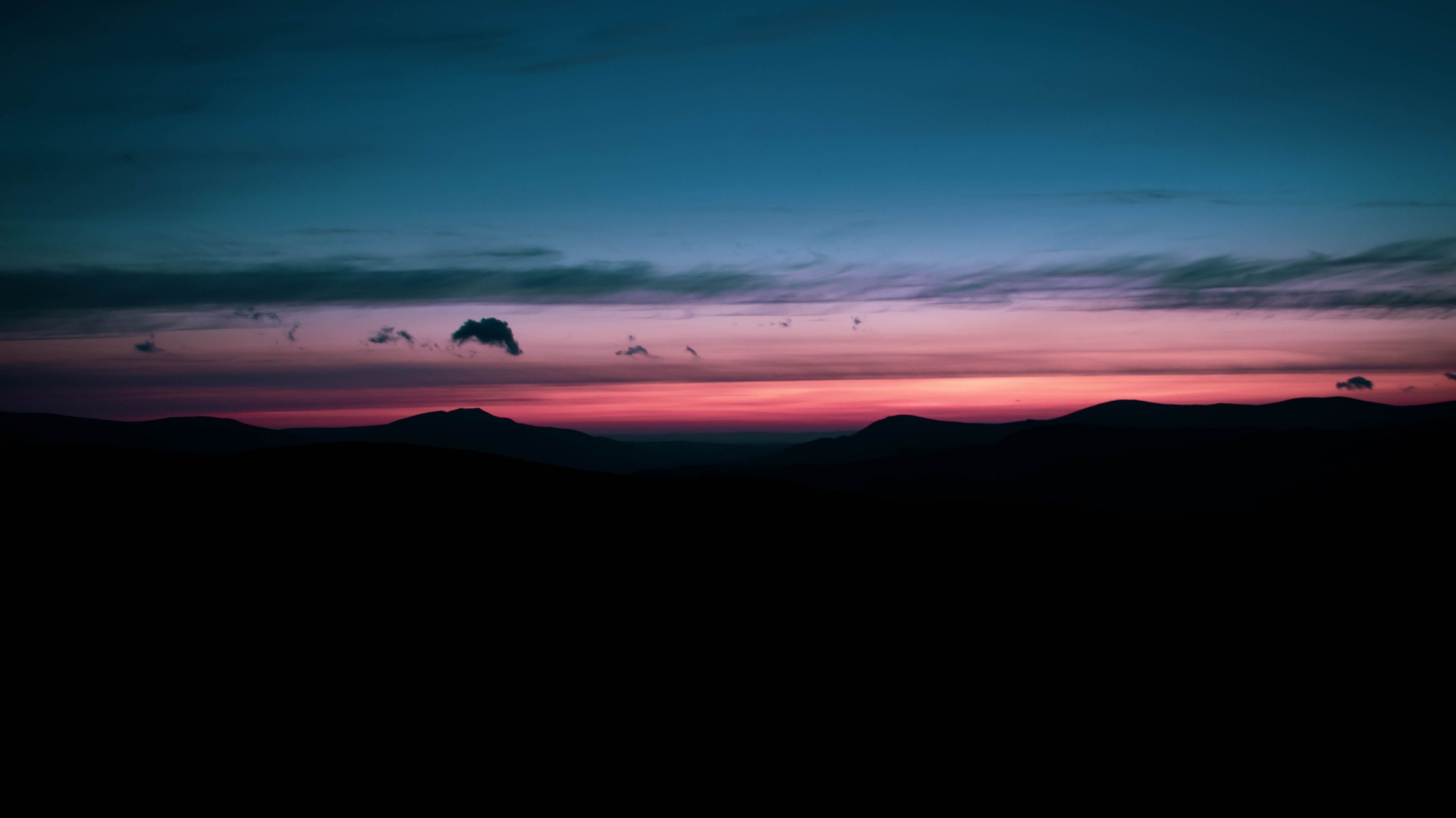 Download Sunset, dark, hills, silhouette, nature wallpaper, 3840x 4K UHD 16: Widescreen