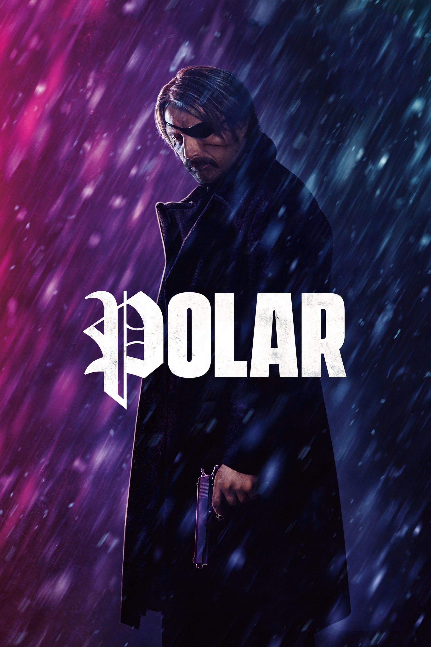 Mads Mikkelsen Movies Movie Poster Polar Movie Men Eye Patch Gun Snowing Coats Scars Moustache Wallpaper:1800x2700