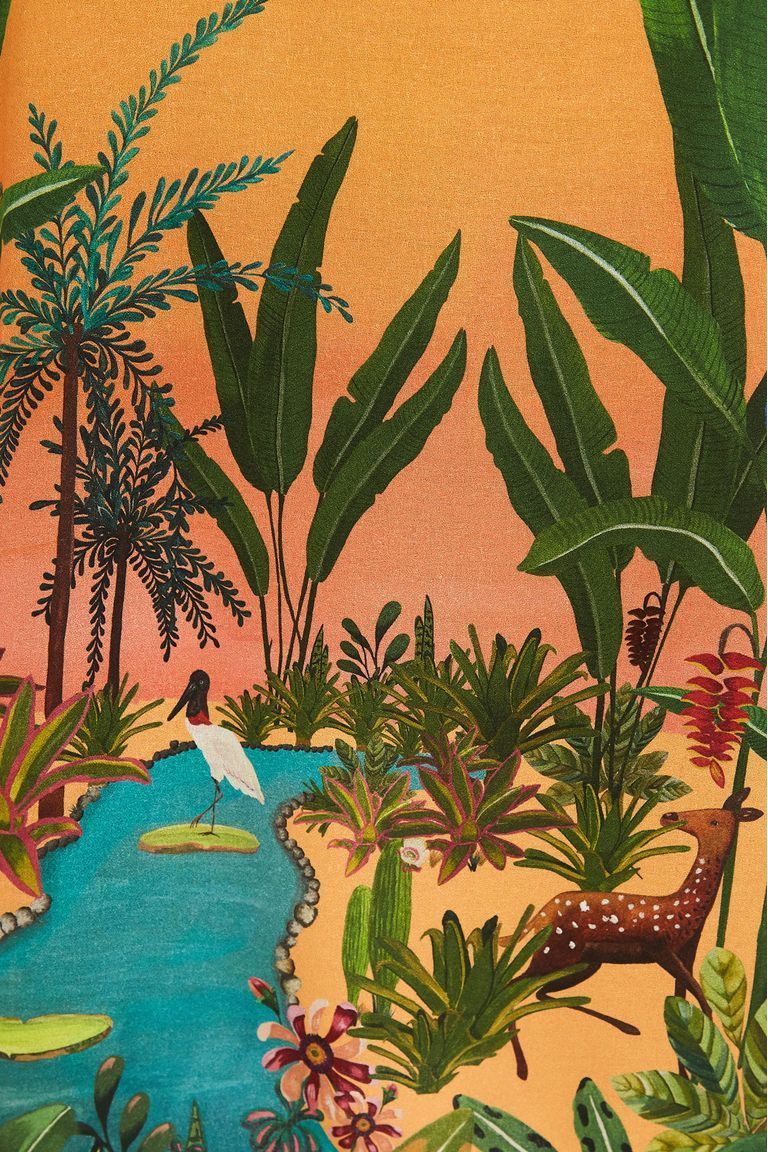 Vestido Curto Jardim Do Pantanal Mobile. Pantanal, Ilustrações, para iphone