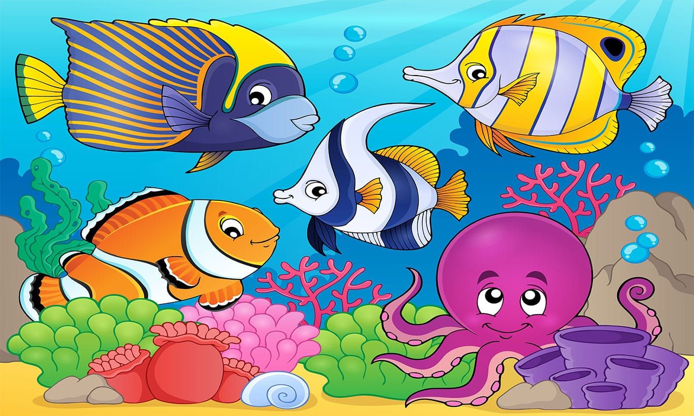Under The Sea Ocean Cartoon Scene Wall Mural