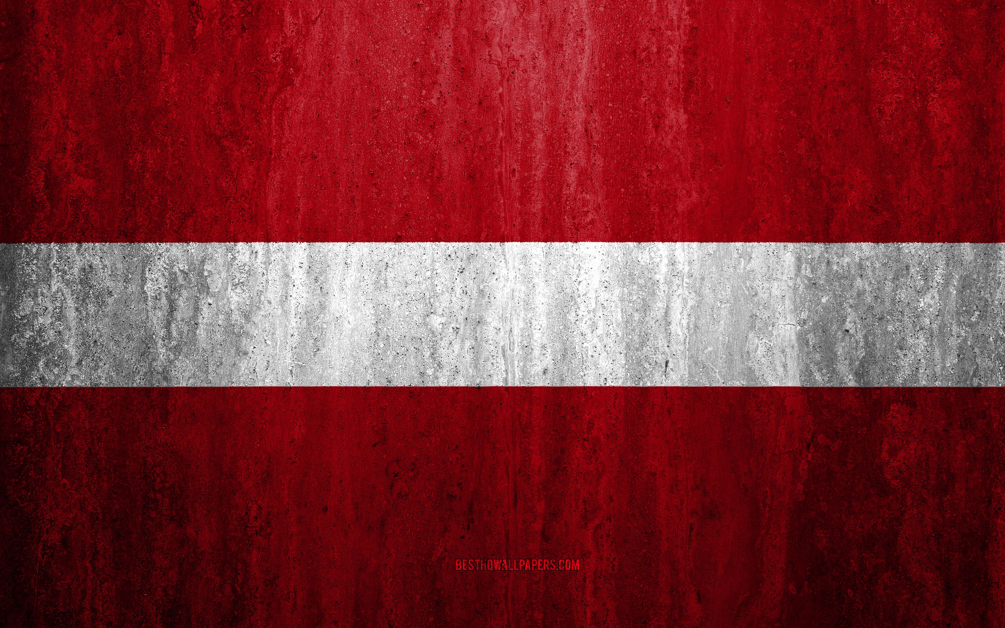 Download wallpaper Flag of Latvia, 4k, stone background, grunge flag, Europe, Latvia flag, grunge art, national symbols, Latvia, stone texture for desktop with resolution 3840x2400. High Quality HD picture wallpaper