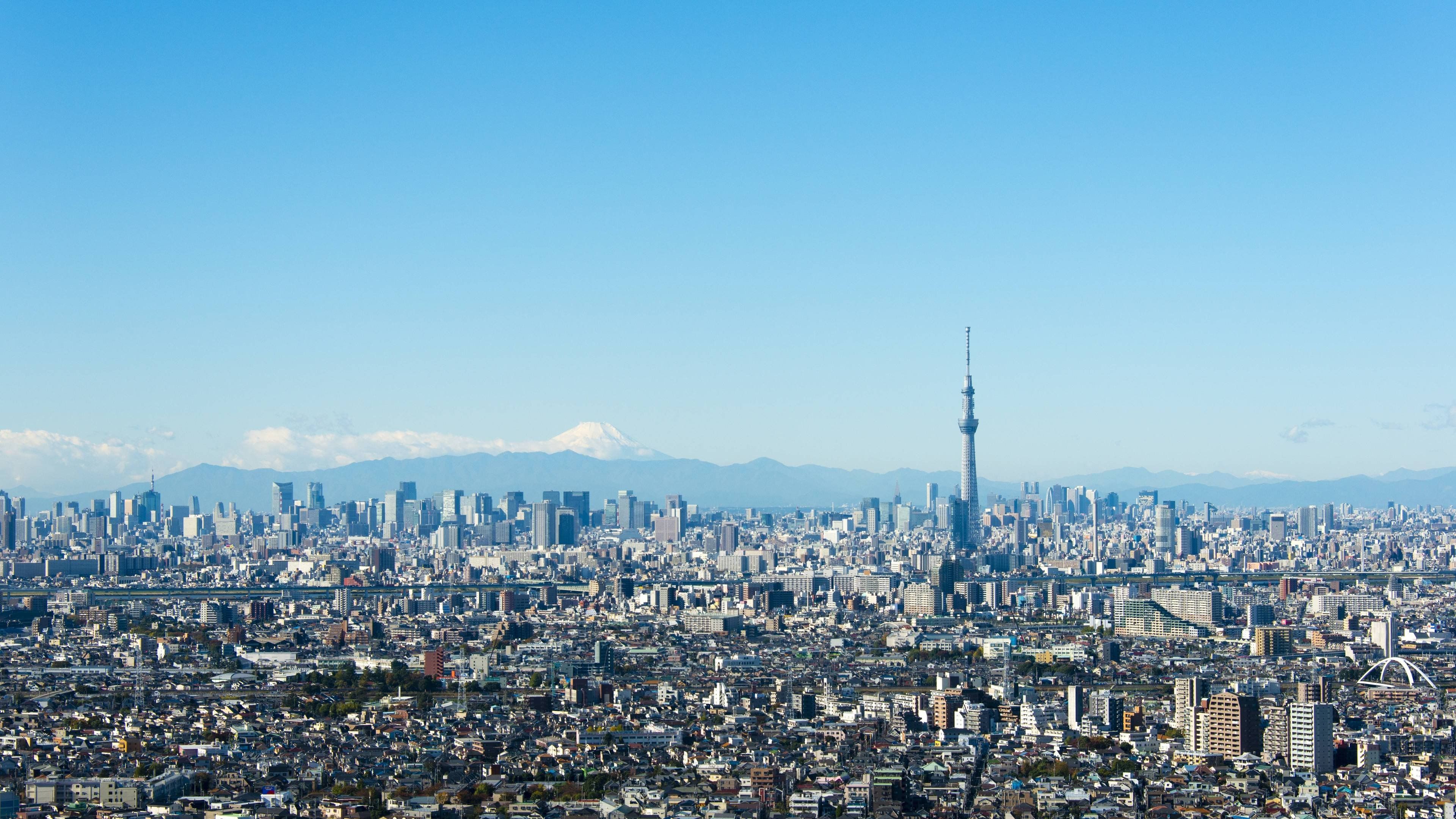 Tokyo Skytree and Mt Fuji 4K wallpaper