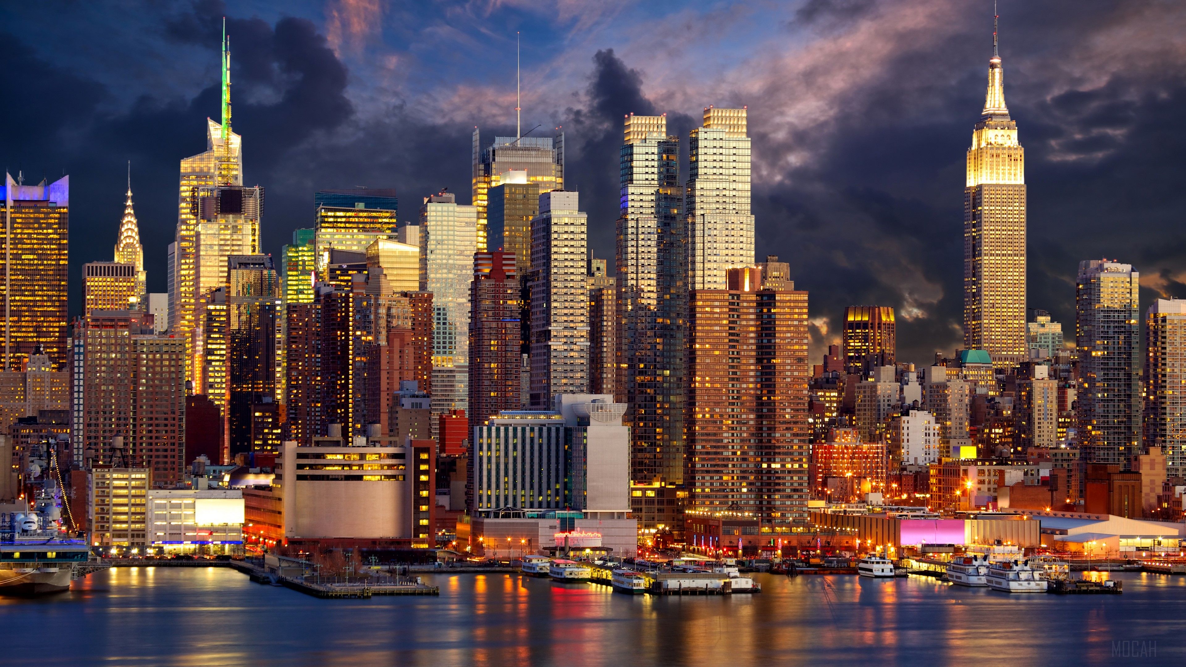 Building, City, Light, Manhattan, New York, Night, Skyscraper, USA 4k wallpaper HD Wallpaper