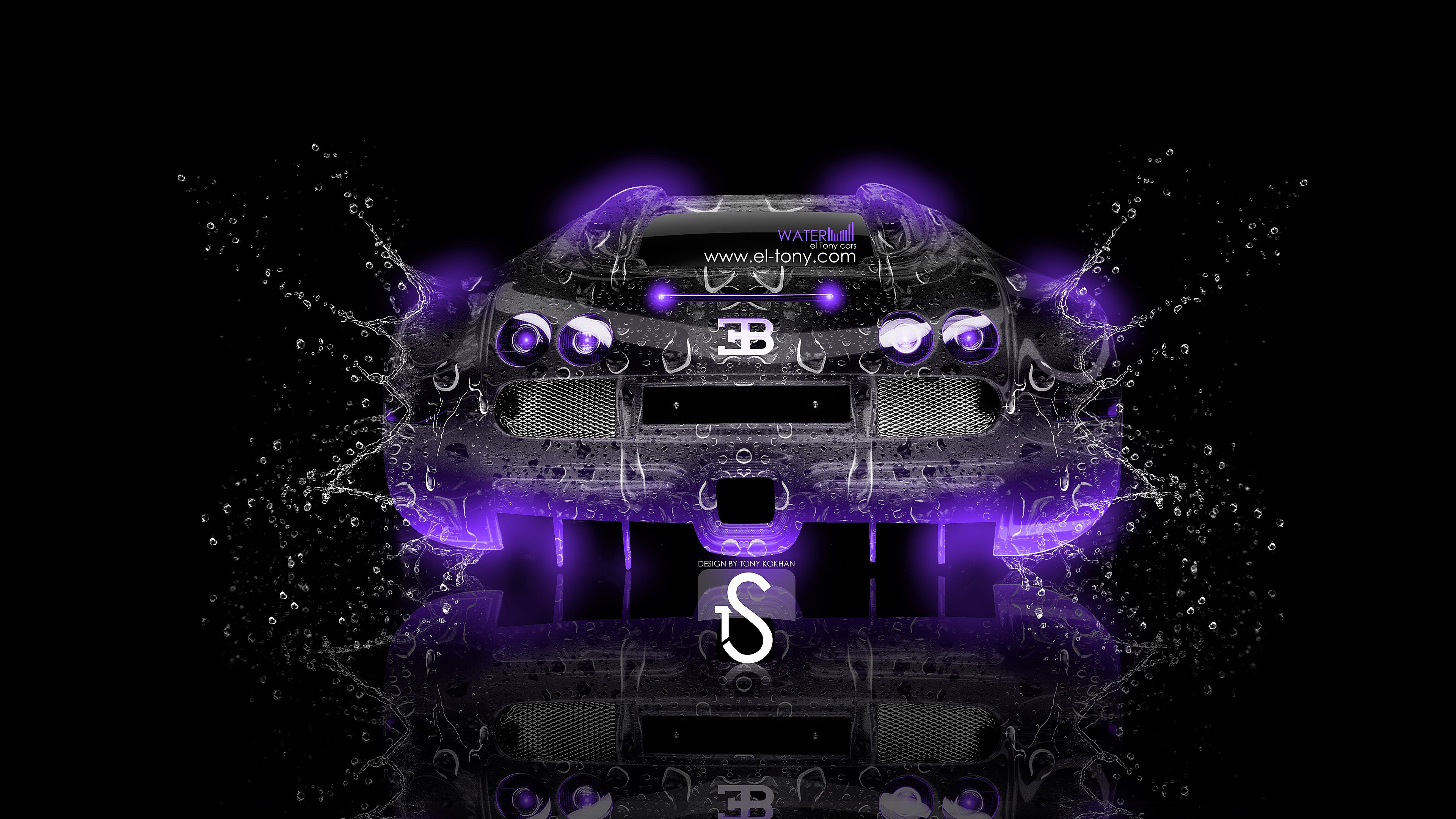 Bugatti Veyron Water Car 2013 Back Violet Neon Wallpaperx2160