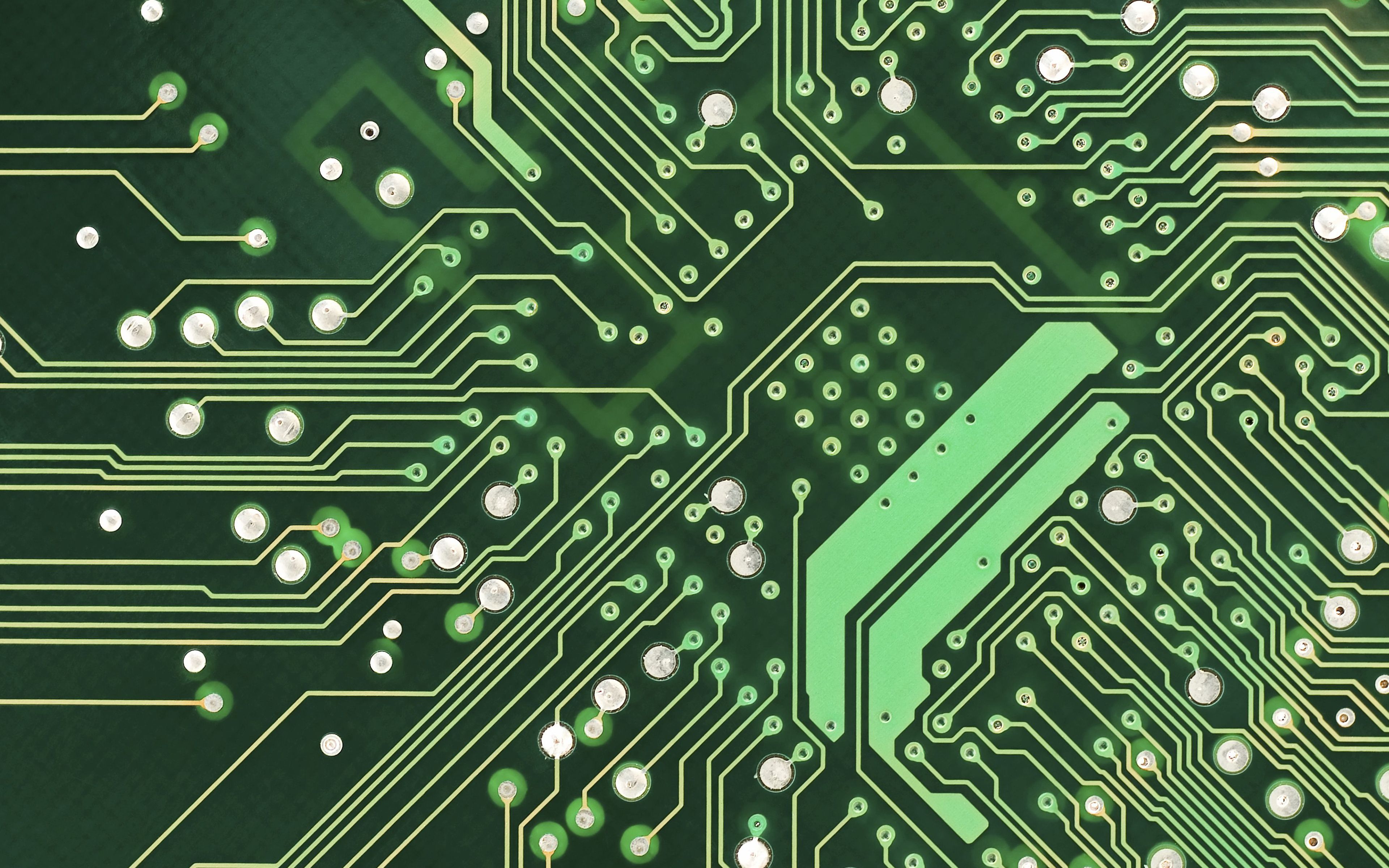 Download wallpaper green electronic circuit texture, digital background, electronic circuit, board texture, green technology background for desktop with resolution 3840x2400. High Quality HD picture wallpaper
