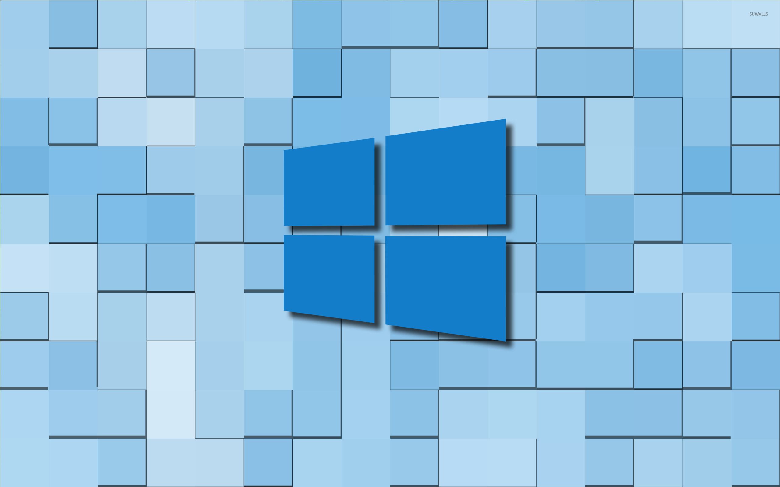 Windows 10 blue simple logo on blue tiles wallpaper wallpaper