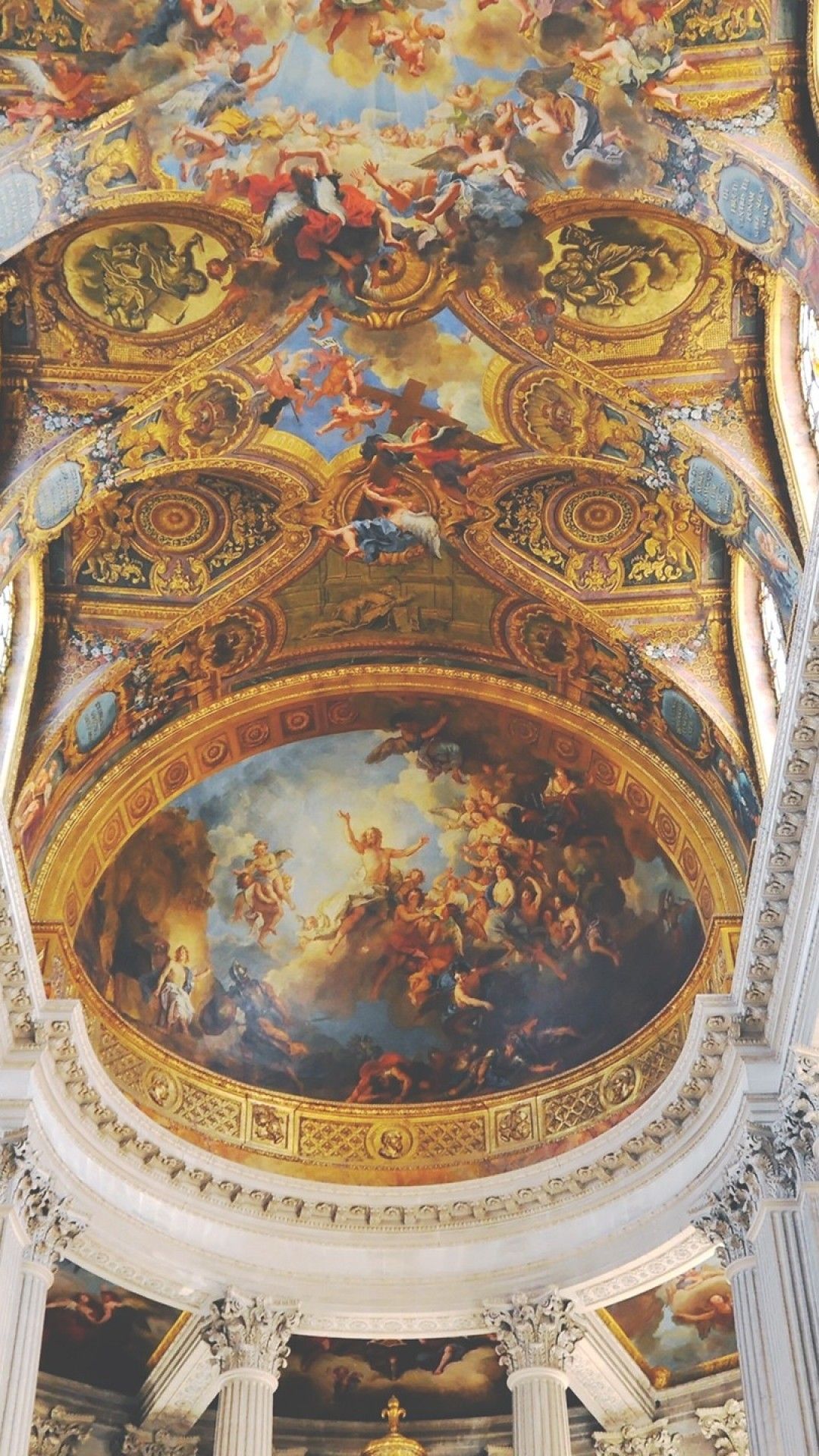 Download 1080x1920 Palace Of Versailles, Ceiling, Gold, Marble, France, Buildings Wallpaper for iPhone 8, iPhone 7 Plus, iPhone 6+, Sony Xperia Z, HTC One