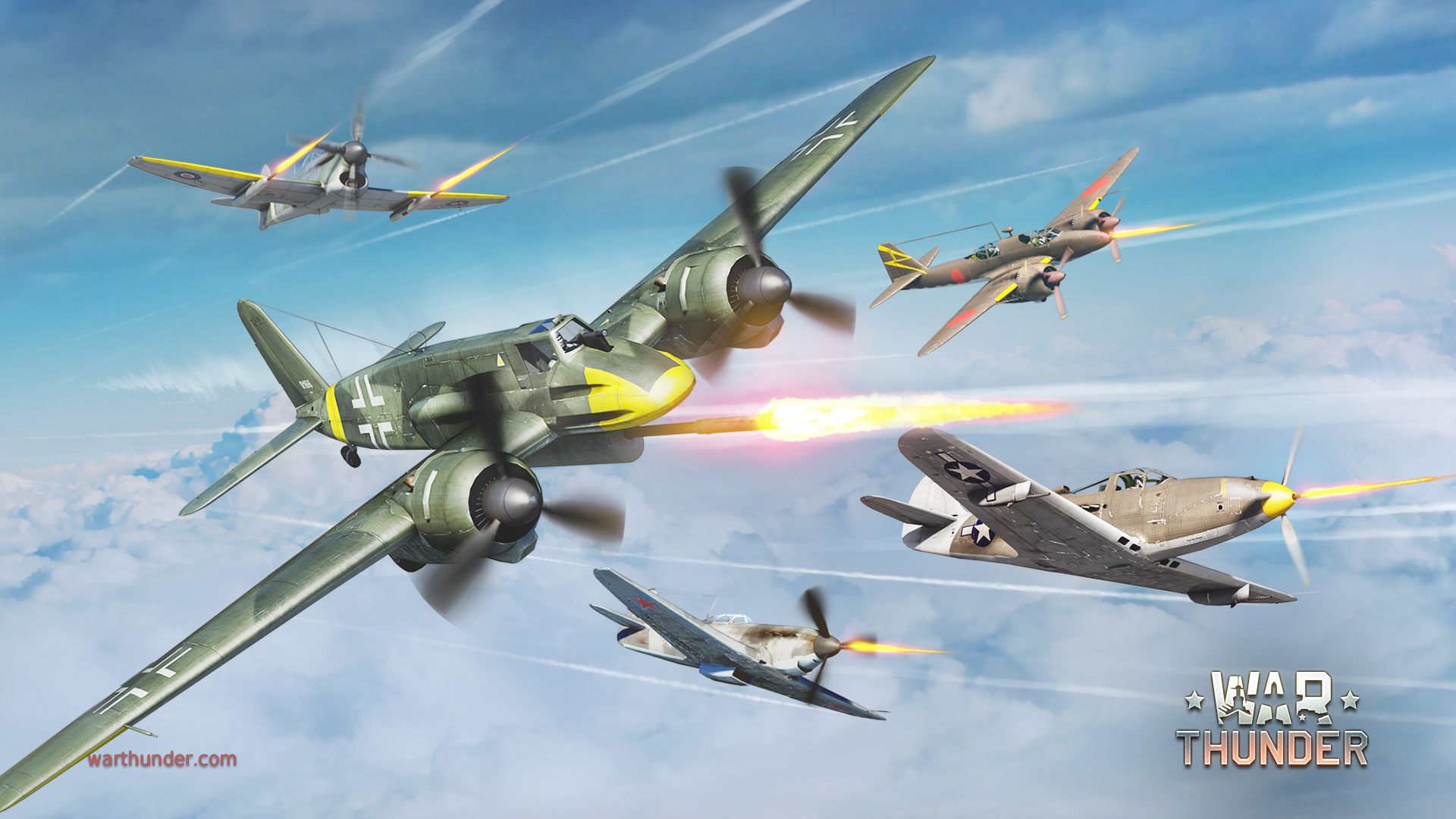 image War Thunder Fighter Airplane Airplane War Firing 1920x1080