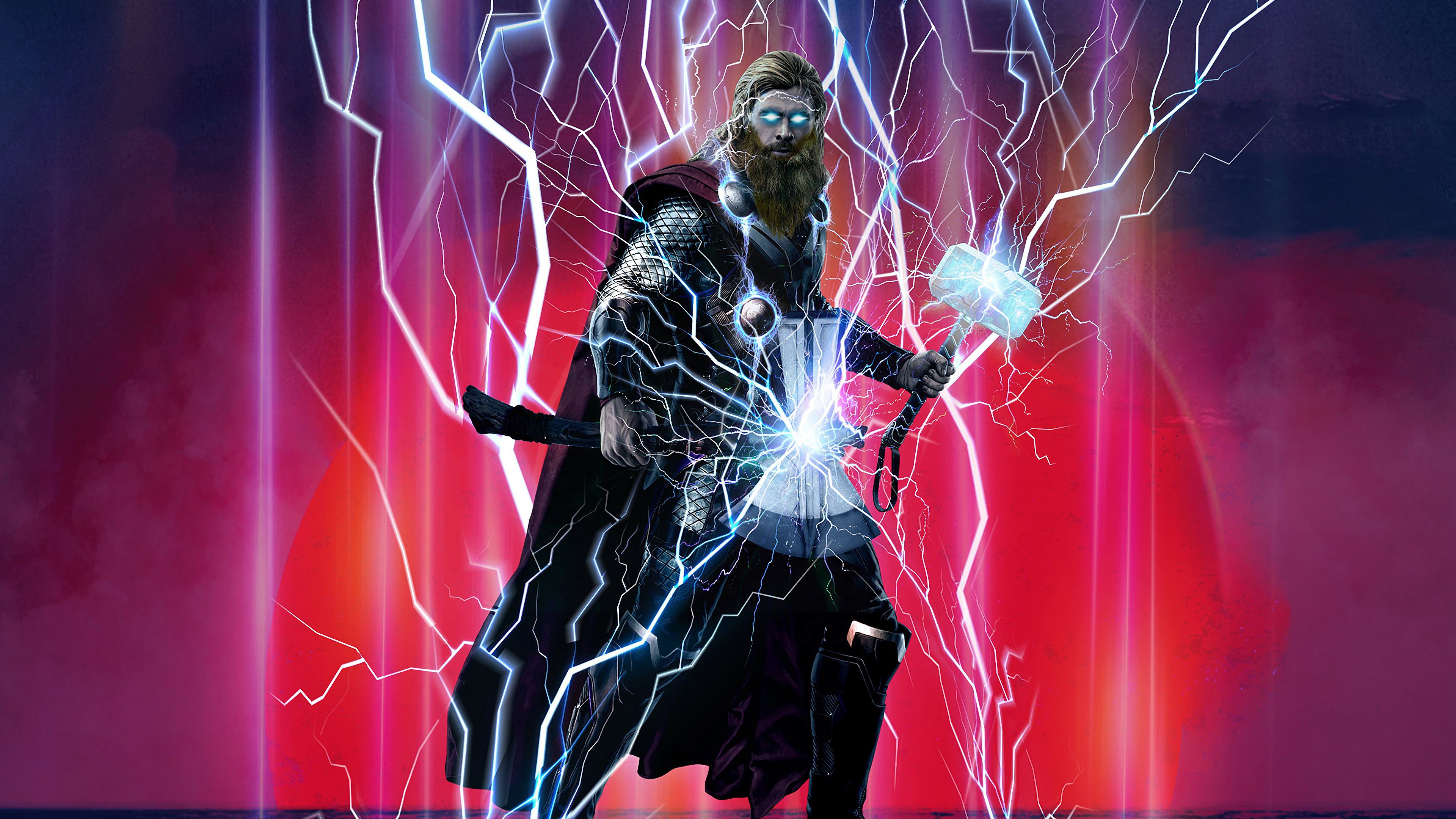 Avengers: Endgame, Thor, Stormbreaker, Hammer, Lightning, 4K wallpaper. Mocah HD Wallpaper