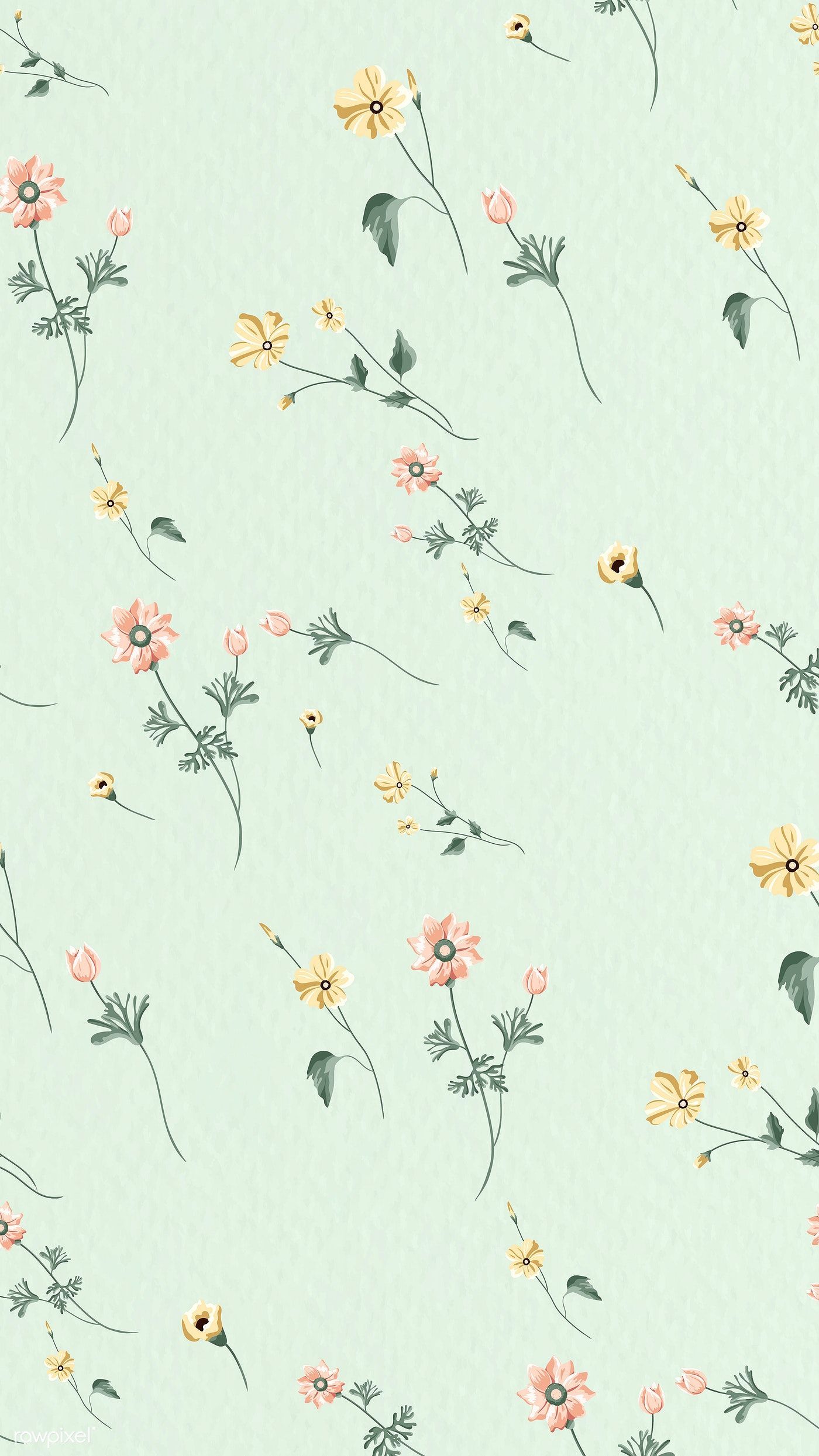 Soft Green Handdrawn Flowers Aesthetic Mobile Phone Wallpaper Background  Vertical Backgrounds  PSD Free Download  Pikbest