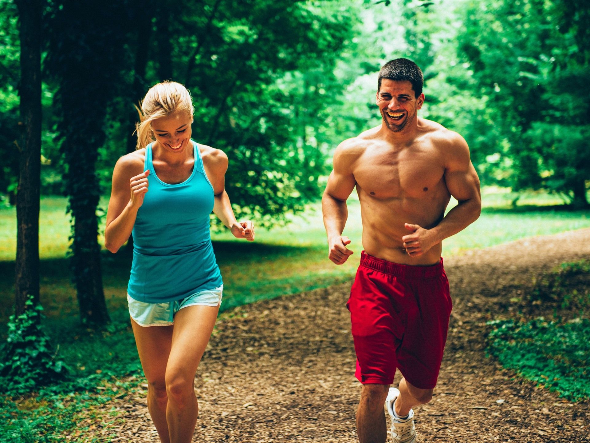 Wallpaper Woman and man, running, sport 2560x1600 HD Picture, Image
