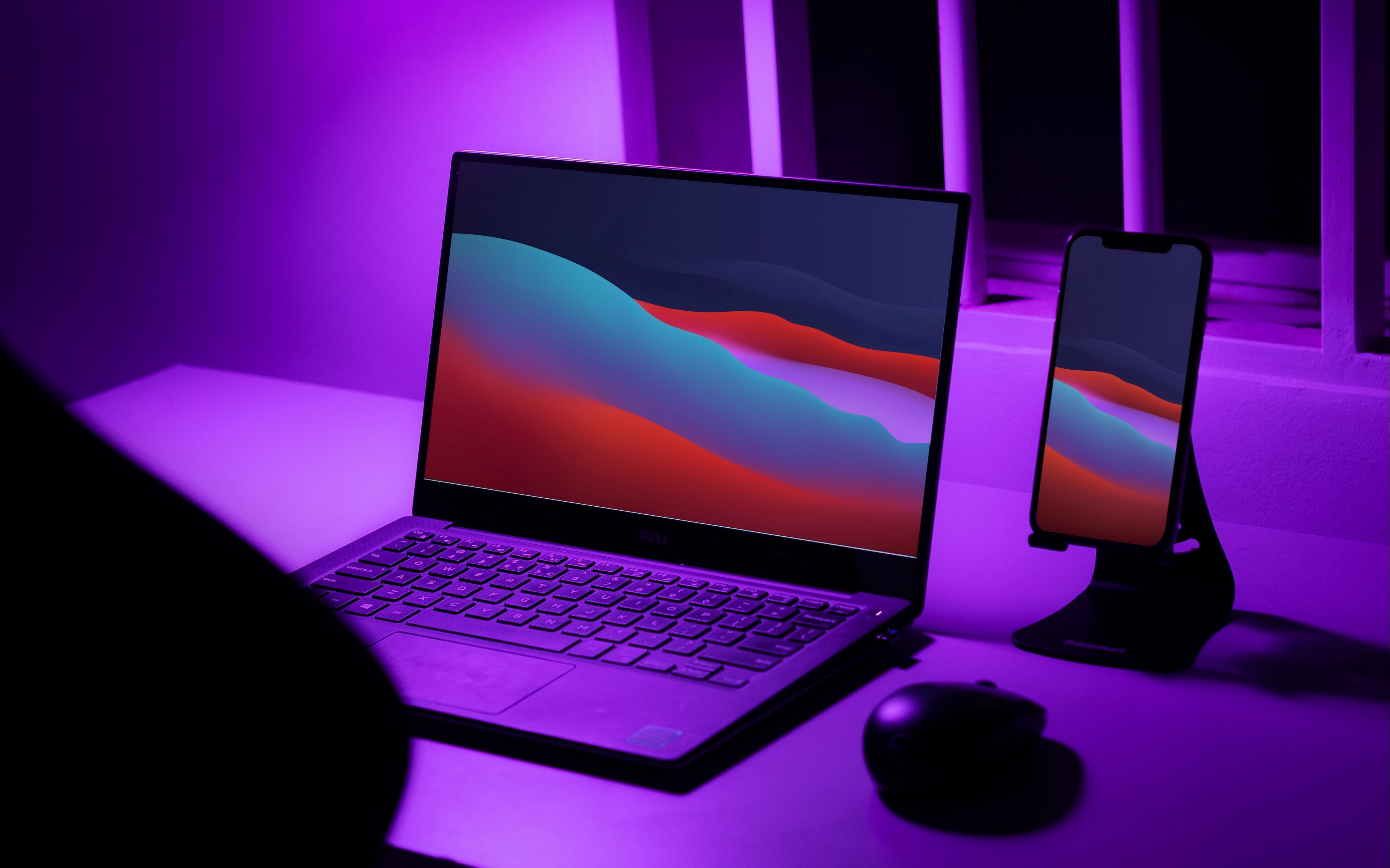 Download wallpaper 3840x2400 laptop, phone, desktop, neon, purple 4k ultra HD 16:10 HD background