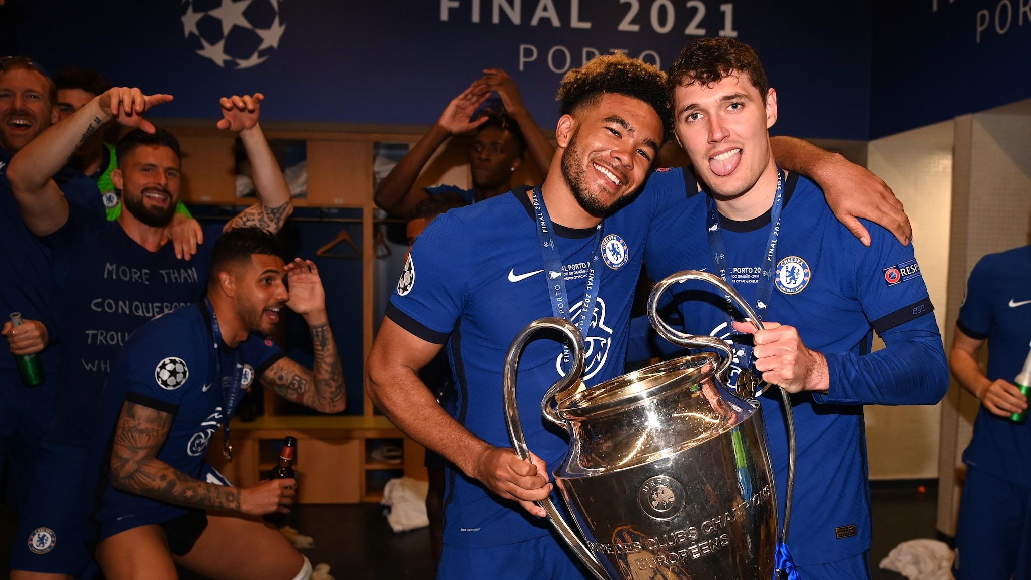 Chelsea's changing room celebrations. UEFA Champions League