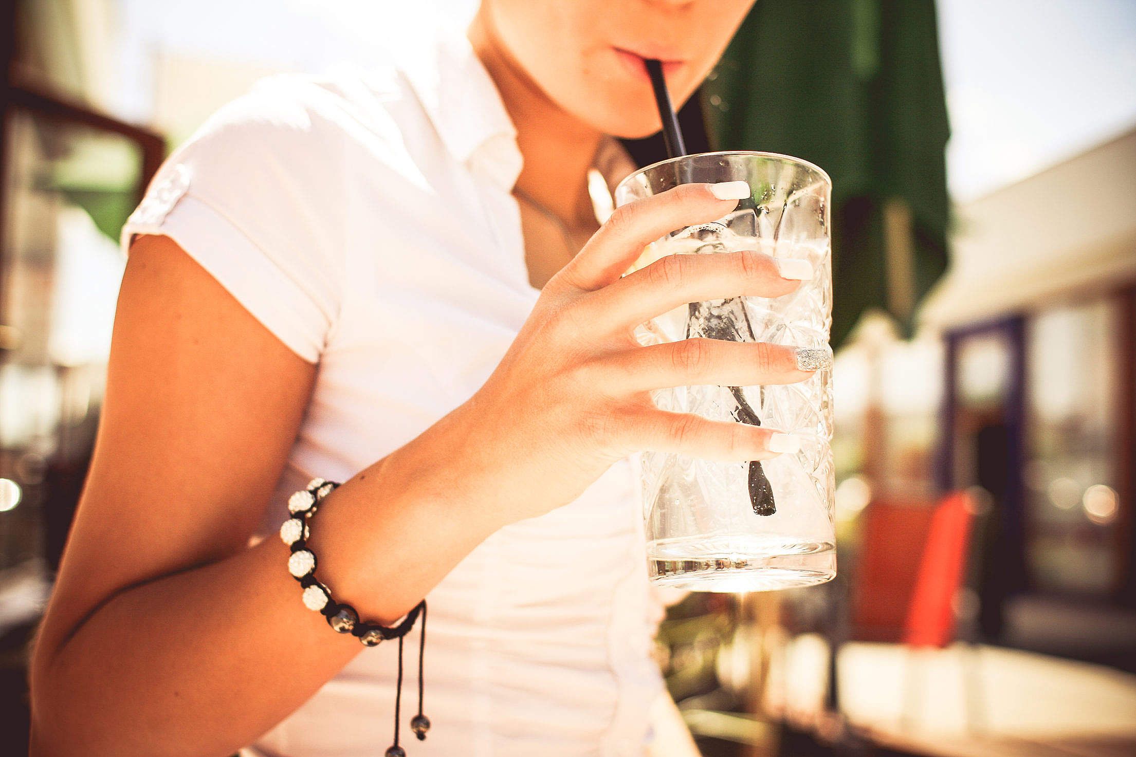 Girl Drinking Lemonade Cocktail Free