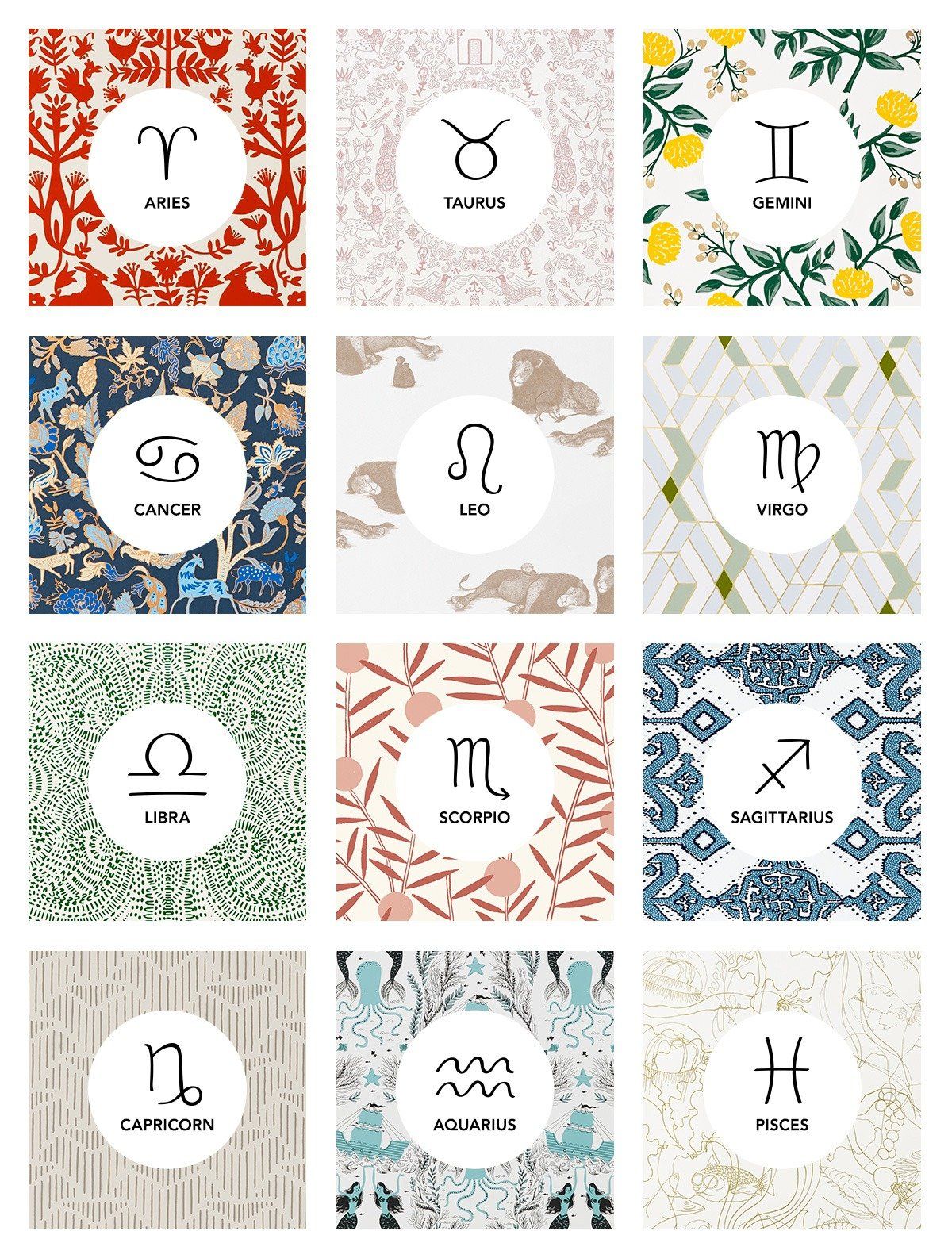 It's (Wallpapered) In the Stars: Zodiac + Pattern Pairings