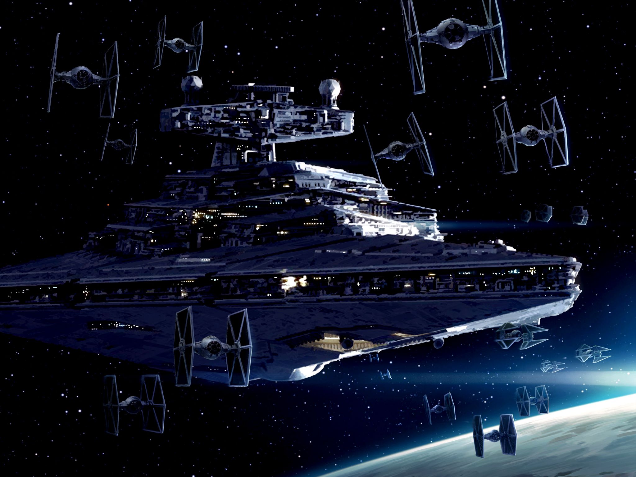 Star Wars, Star Destroyer, TIE Fighter, TIE Interceptor, Space Wallpaper HD / Desktop and Mobile Background