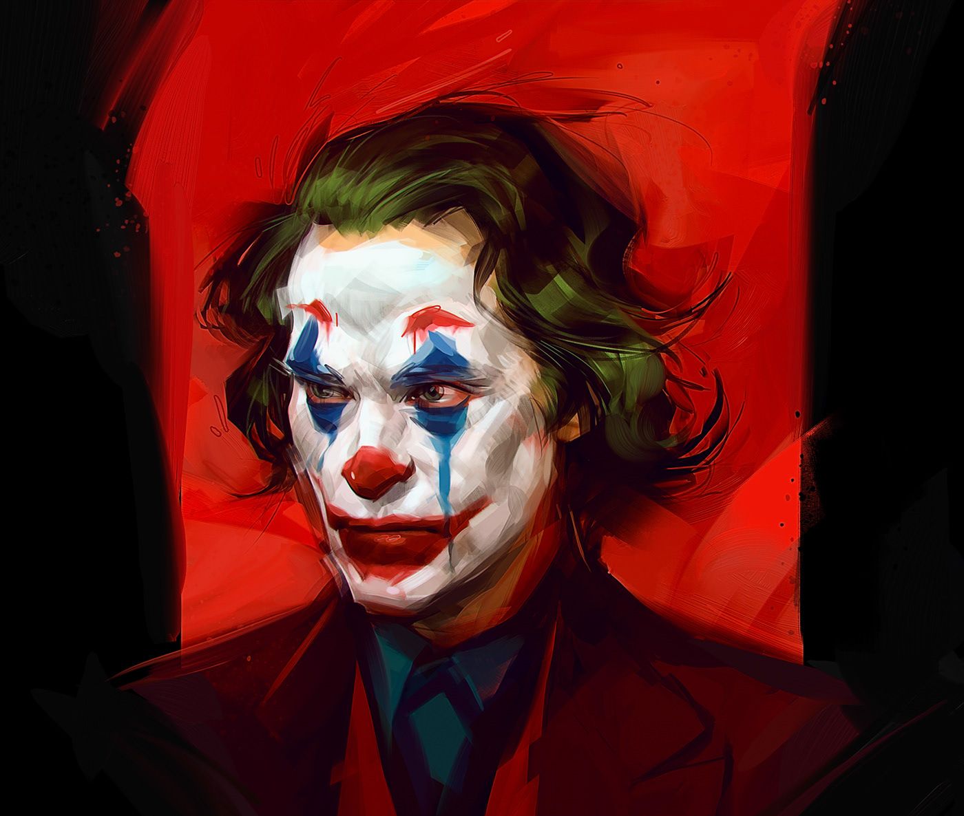 Wallpaper, Joker, drawing, character design, Joaquin Phoenix 1400x1186