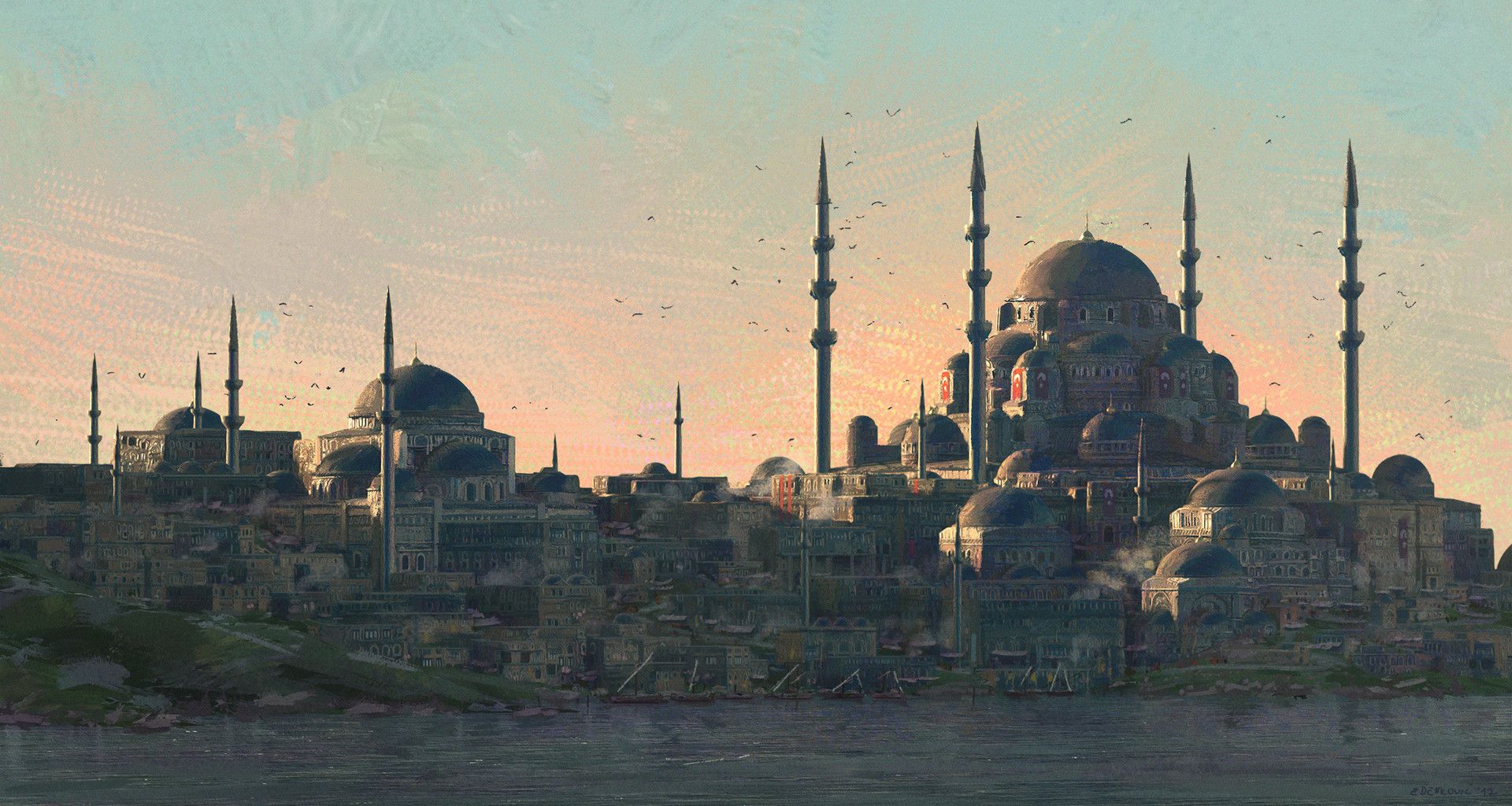 Wallpaper, concept art, architecture, city, Ottoman Empire, Istanbul, Constantinople 1920x1024