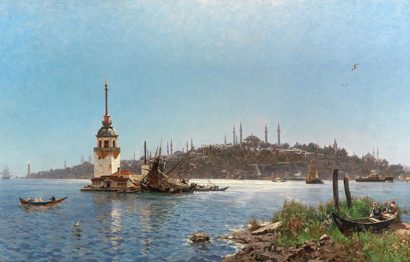 Wallpaper German painter, German painter, Carl Saltzmann, Carl Salzman, A view of Constantinople, Views of Constantinople image for desktop, section живопись