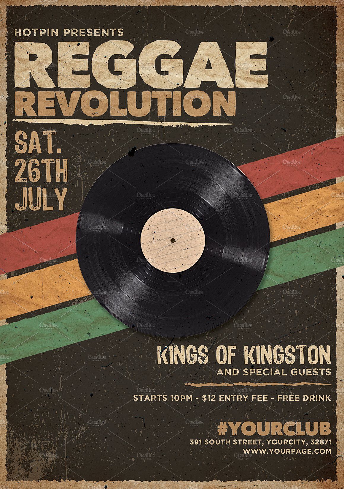 Reggae Party Flyer. Vintage poster design, Poster vintage retro, Art collage wall