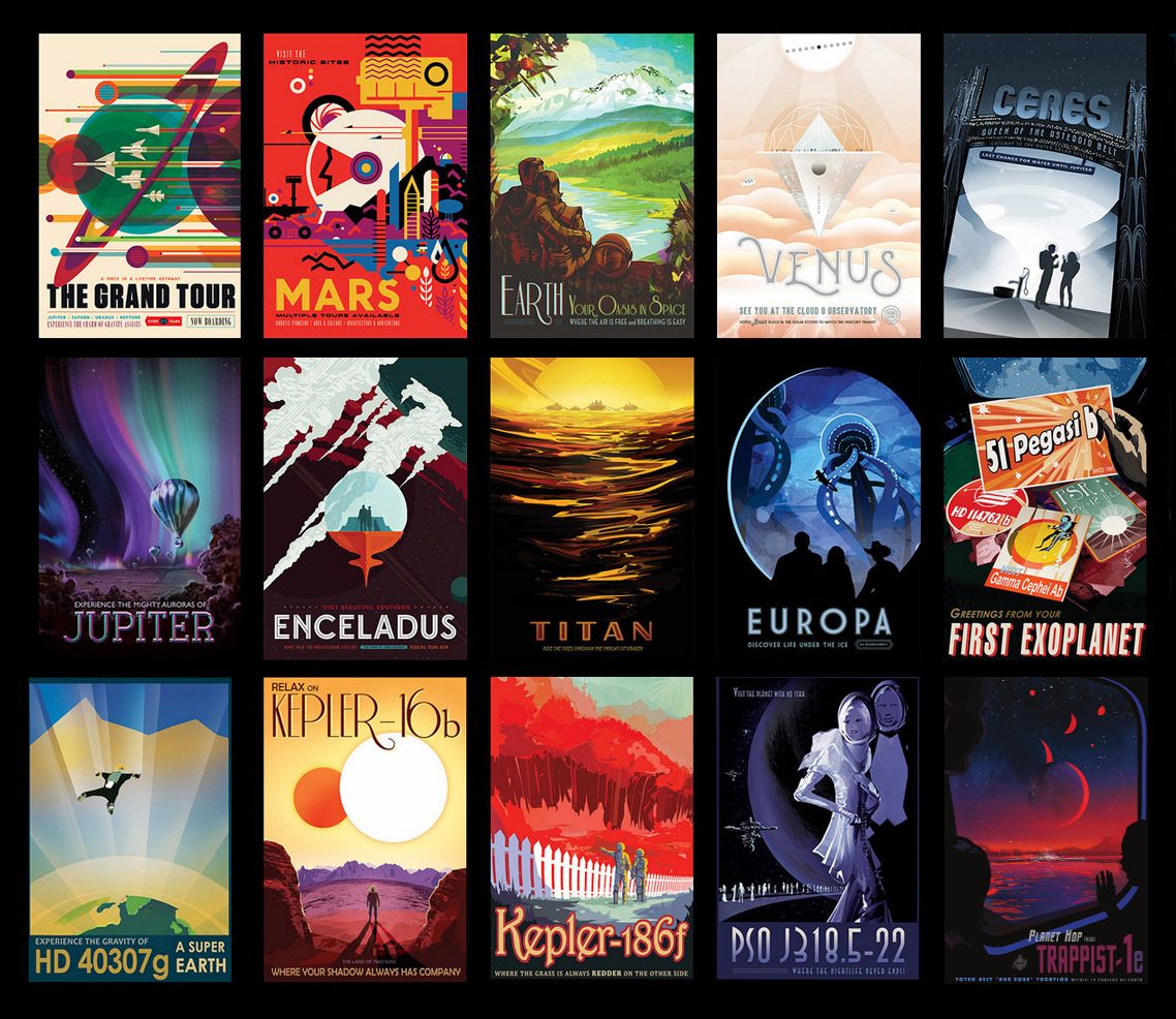 Space Tourism Posters. NASA Solar System Exploration