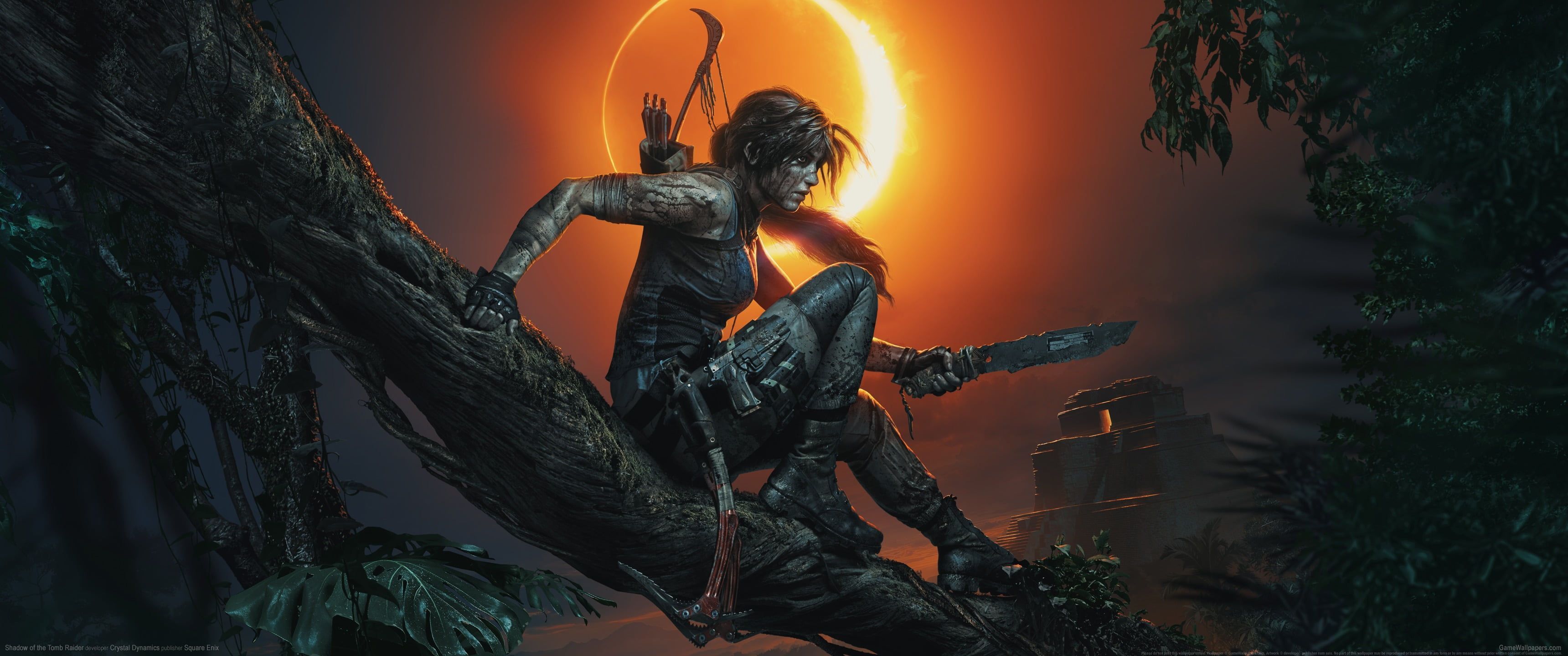 Woman On Tree Branch Wallpaper Video Games #ultrawide #ultra Wide Shadow Of The Tomb Raider Tomb Raider Lara Croft. Tree Branch Wallpaper, HD Wallpaper, Game Art