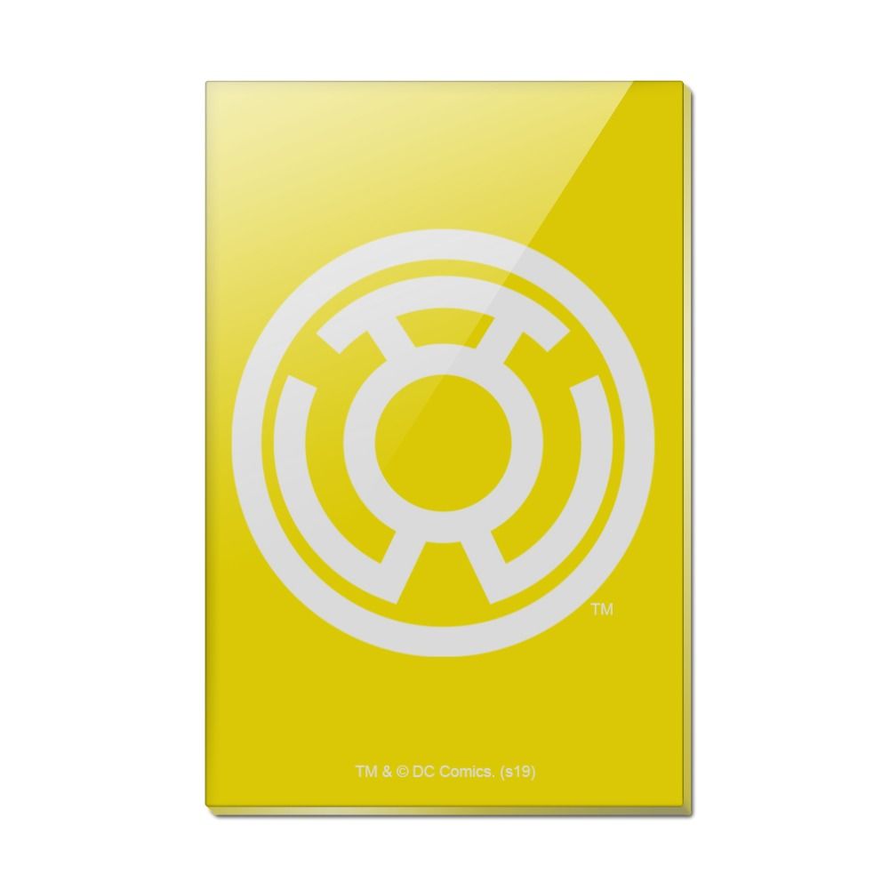 Green Lantern Blackest Night Sinestro Corps Yellow Lantern Logo Rectangle Acrylic Fridge Refrigerator Magnet