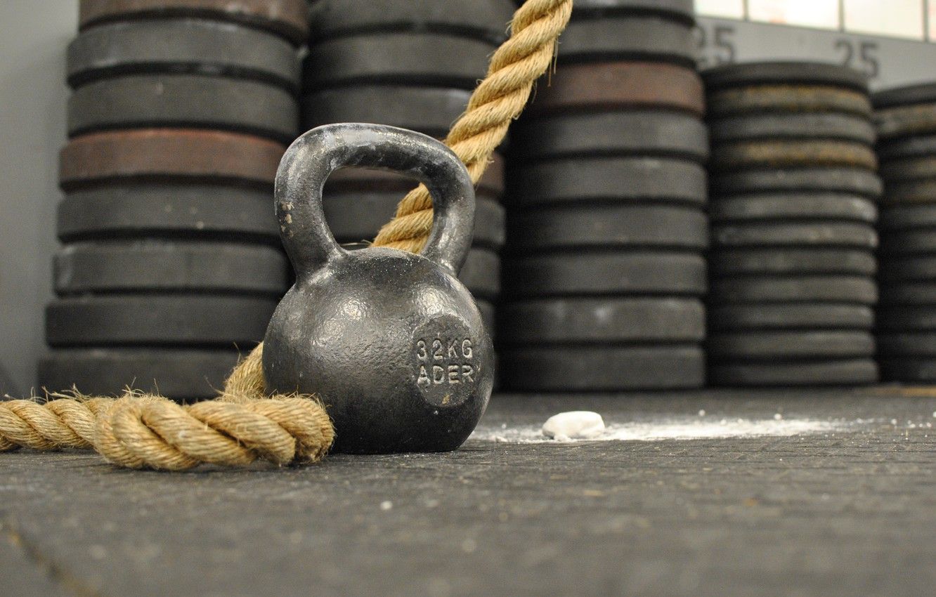 Wallpaper Rope, Kettlebell, Crossfit, Weight, Weight 32 kg, Sports weight image for desktop, section спорт