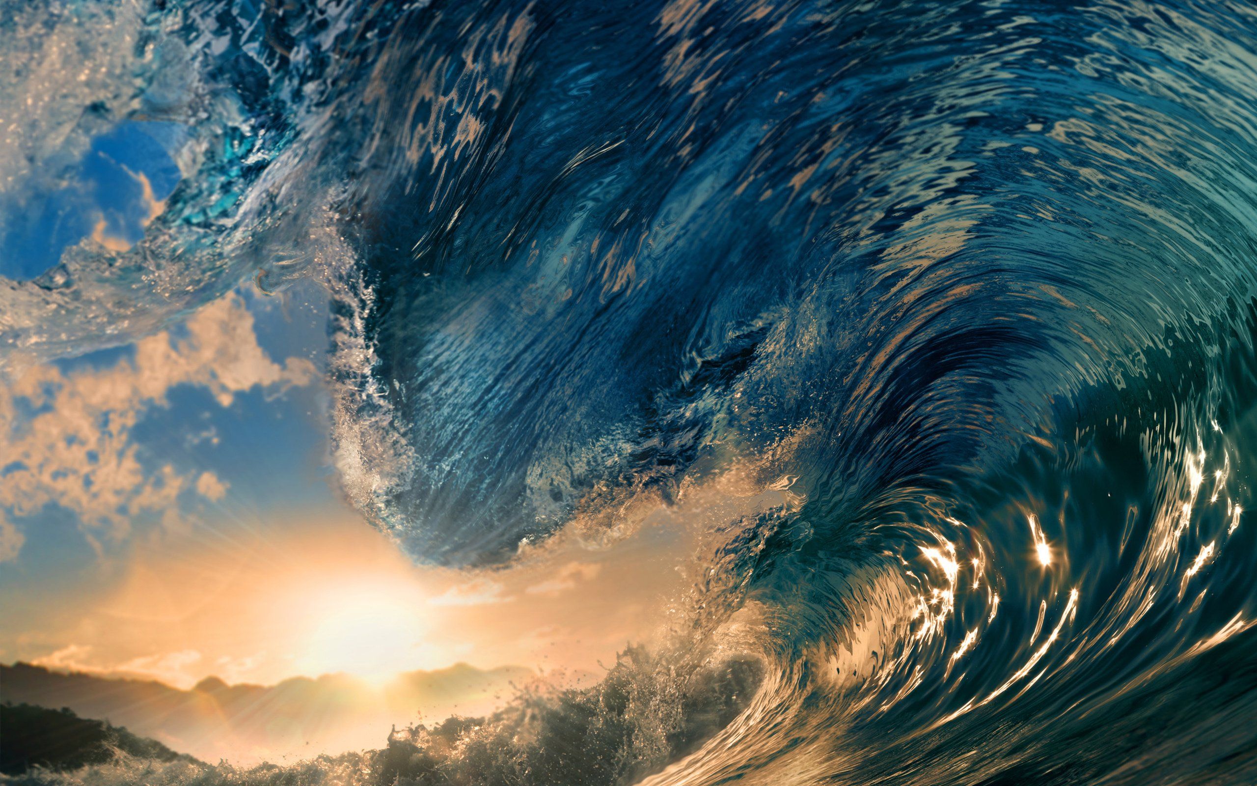 Waves sunlight surfing tropical paradise ocean sea wallpaperx1600