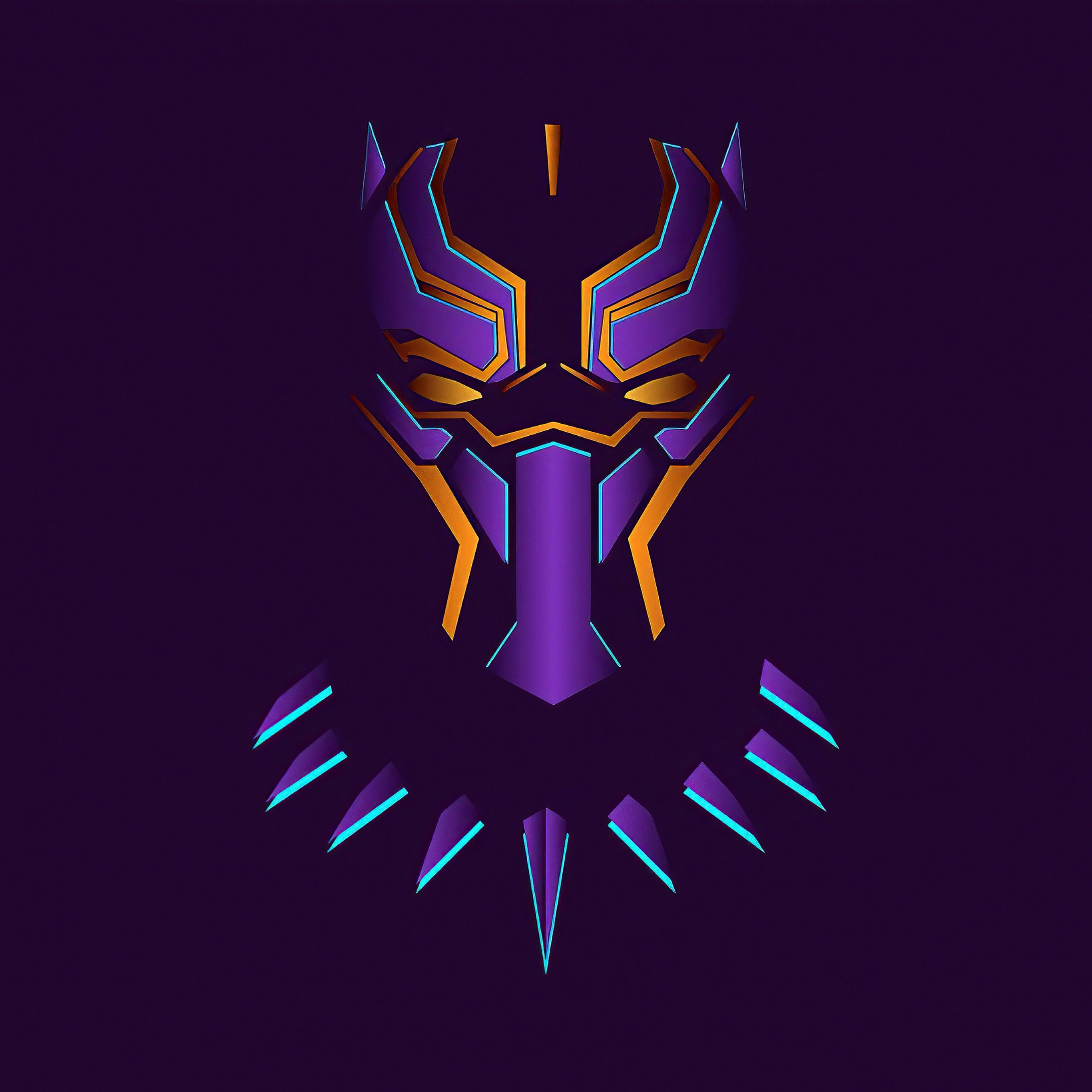Black Panther 4K Wallpaper, Purple background, Minimal art, Graphics CGI